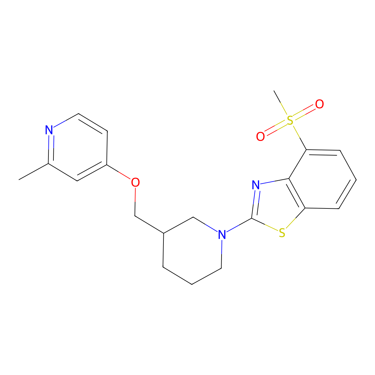 4-Methanesulfonyl-2-(3-{[(2-methylpyridin-4-yl)oxy]methyl}piperidin-1-yl)-1,3-benzothiazole molecular structure, CAS 2415502-19-9