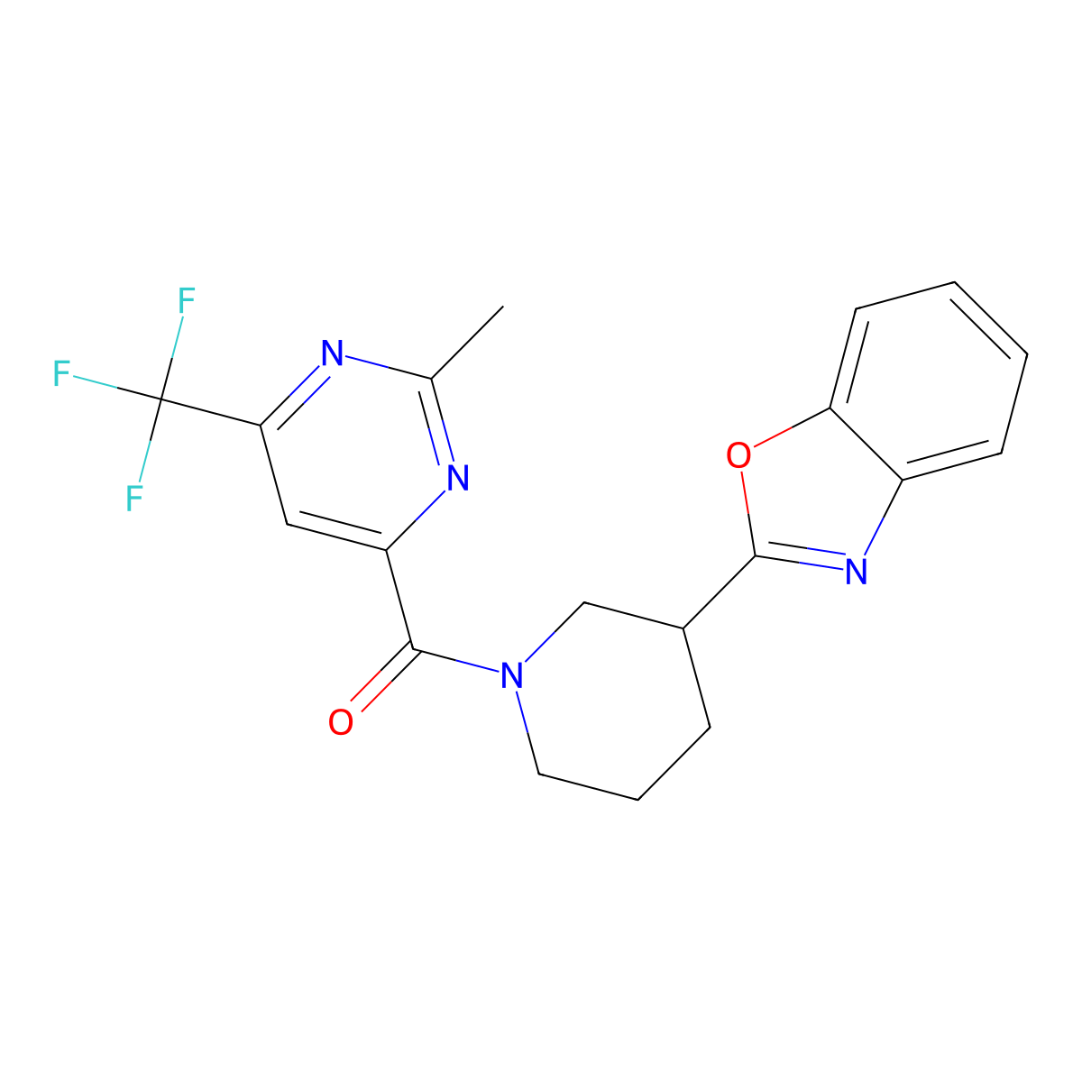 2-{1-[2-Methyl-6-(trifluoromethyl)pyrimidine-4-carbonyl]piperidin-3-yl}-1,3-benzoxazole molecular structure, CAS 2415502-21-3