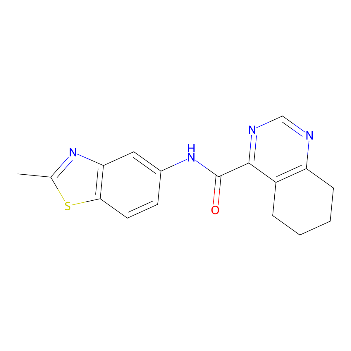 N-(2-Methyl-1,3-benzothiazol-5-yl)-5,6,7,8-tetrahydroquinazoline-4-carboxamide molecular structure, CAS 2415502-30-4