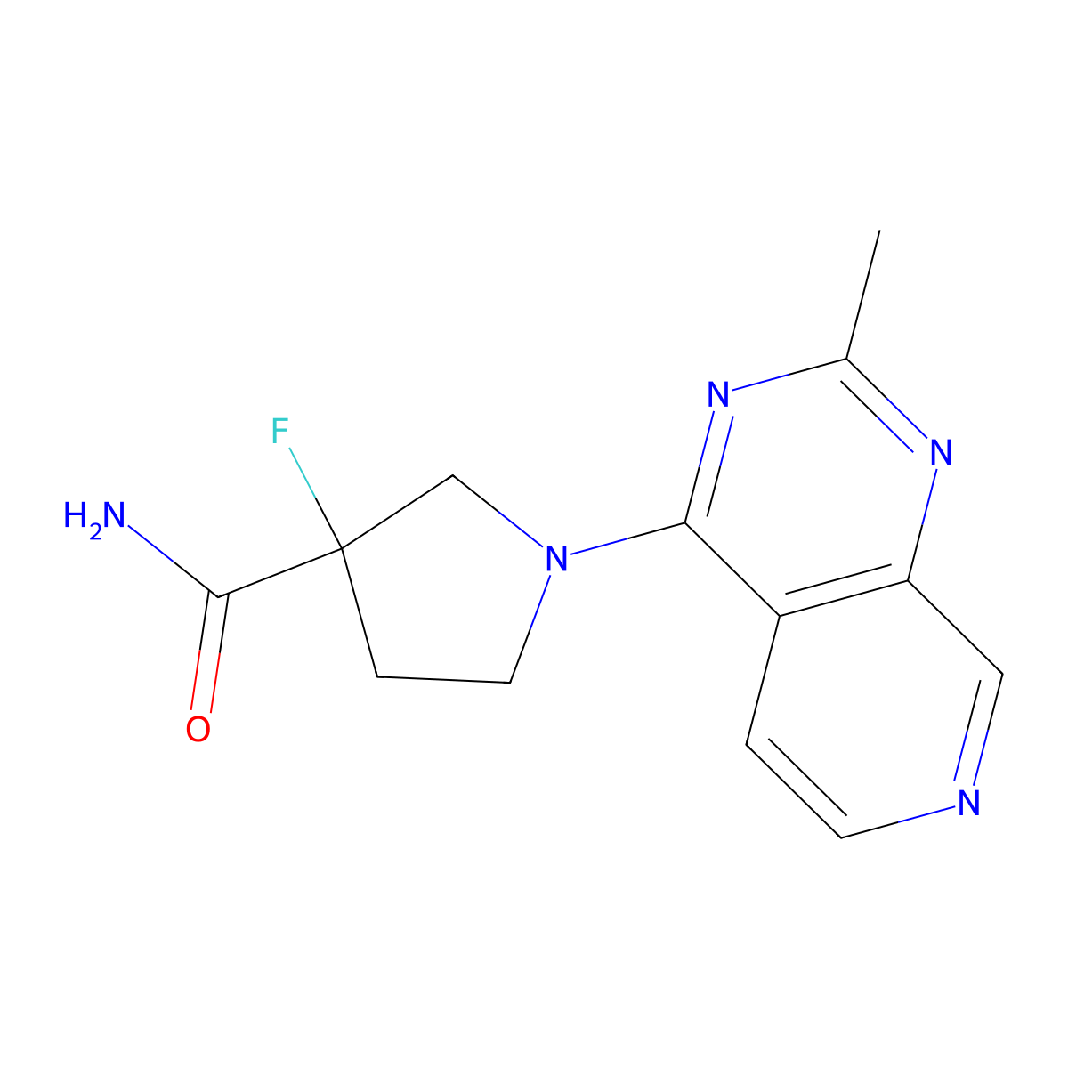 3-Fluoro-1-{2-methylpyrido[3,4-d]pyrimidin-4-yl}pyrrolidine-3-carboxamide molecular structure, CAS 2415502-31-5
