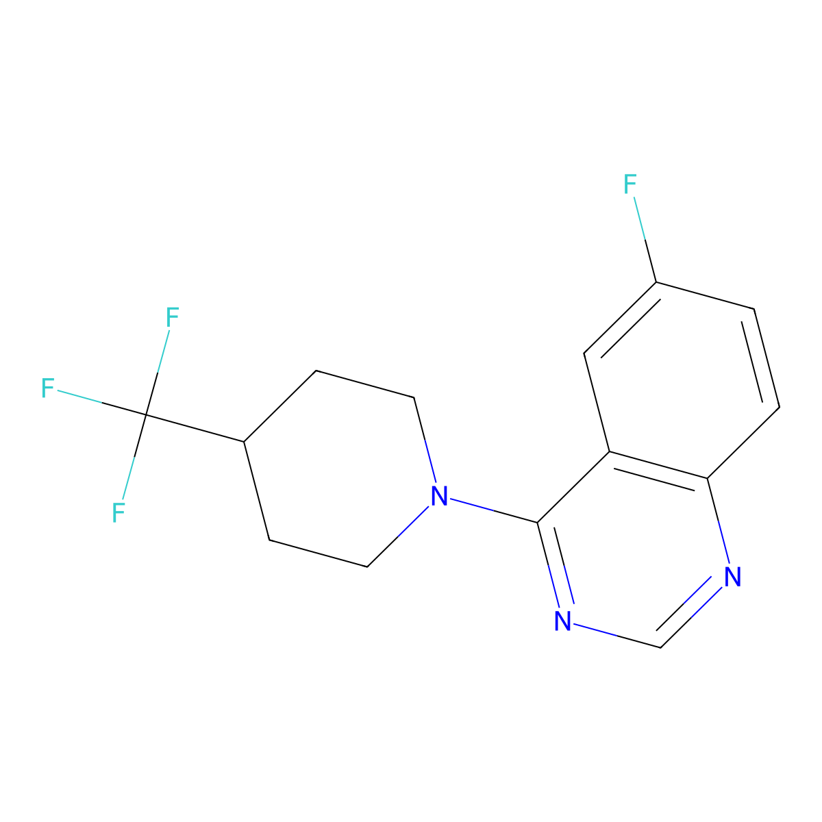 6-Fluoro-4-[4-(trifluoromethyl)piperidin-1-yl]quinazoline molecular structure, CAS 2415502-36-0