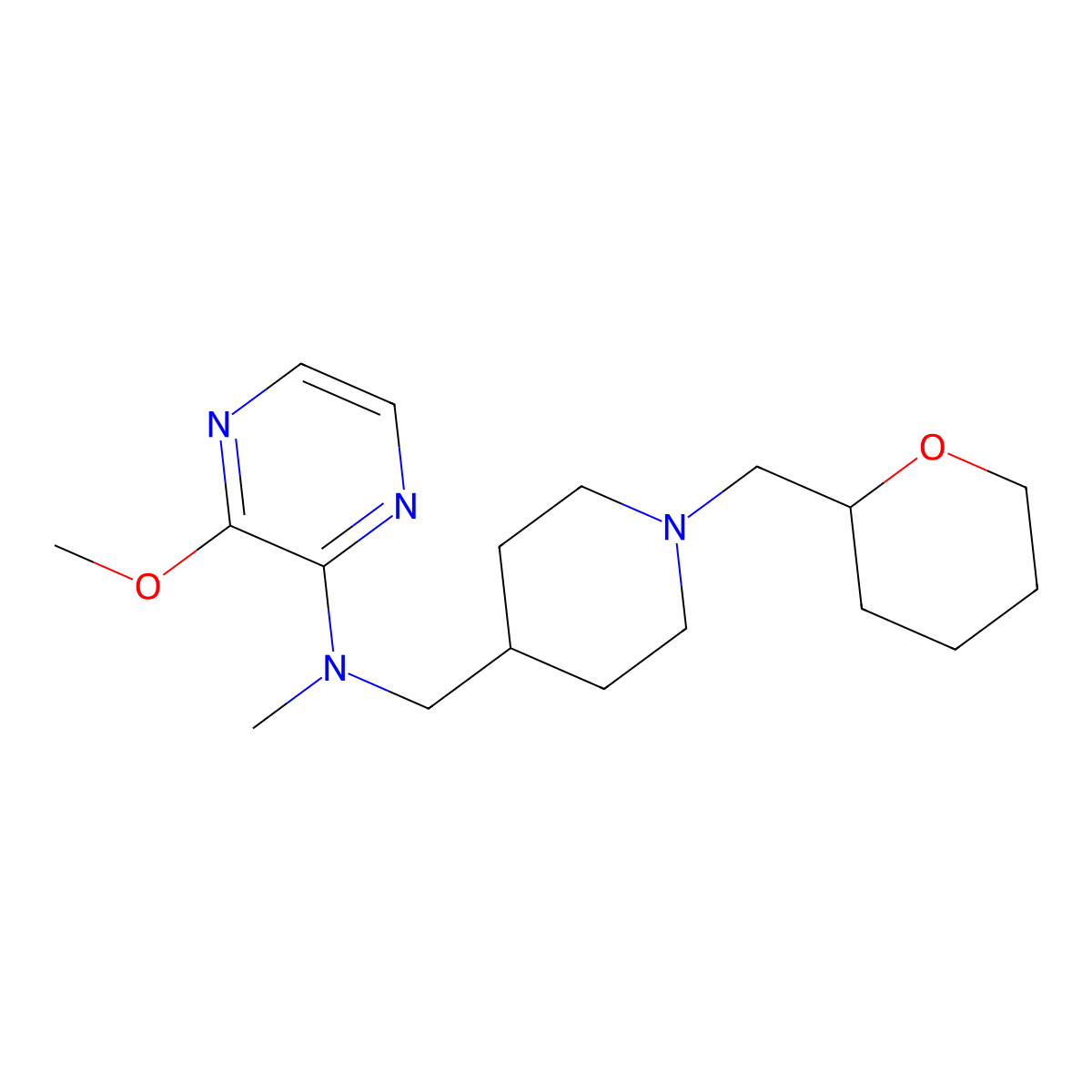 3-methoxy-N-methyl-N-({1-[(oxan-2-yl)methyl]piperidin-4-yl}methyl)pyrazin-2-amine molecular structure, CAS 2415502-43-9