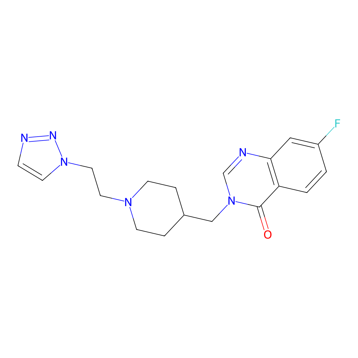 7-fluoro-3-({1-[2-(1H-1,2,3-triazol-1-yl)ethyl]piperidin-4-yl}methyl)-3,4-dihydroquinazolin-4-one molecular structure, CAS 2415502-47-3