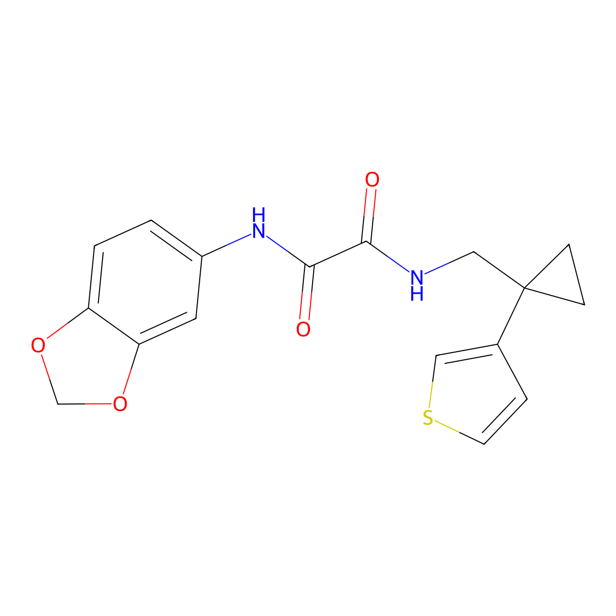 N'-(2H-1,3-benzodioxol-5-yl)-N-{[1-(thiophen-3-yl)cyclopropyl]methyl}ethanediamide molecular structure, CAS 2415502-54-2