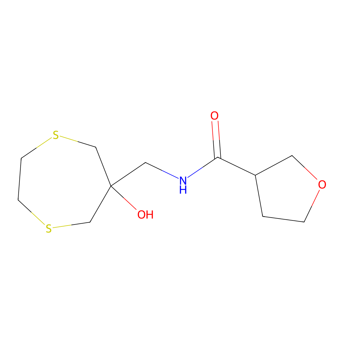 N-[(6-hydroxy-1,4-dithiepan-6-yl)methyl]oxolane-3-carboxamide molecular structure, CAS 2415502-55-3