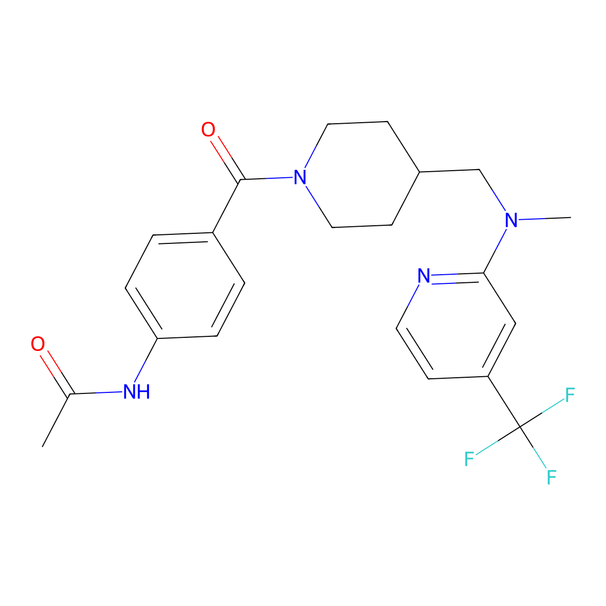 N-{4-[4-({methyl[4-(trifluoromethyl)pyridin-2-yl]amino}methyl)piperidine-1-carbonyl]phenyl}acetamide molecular structure, CAS 2415502-57-5