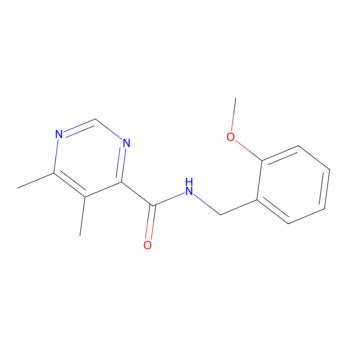 N-[(2-Methoxyphenyl)methyl]-5,6-dimethylpyrimidine-4-carboxamide molecular structure, CAS 2415502-58-6