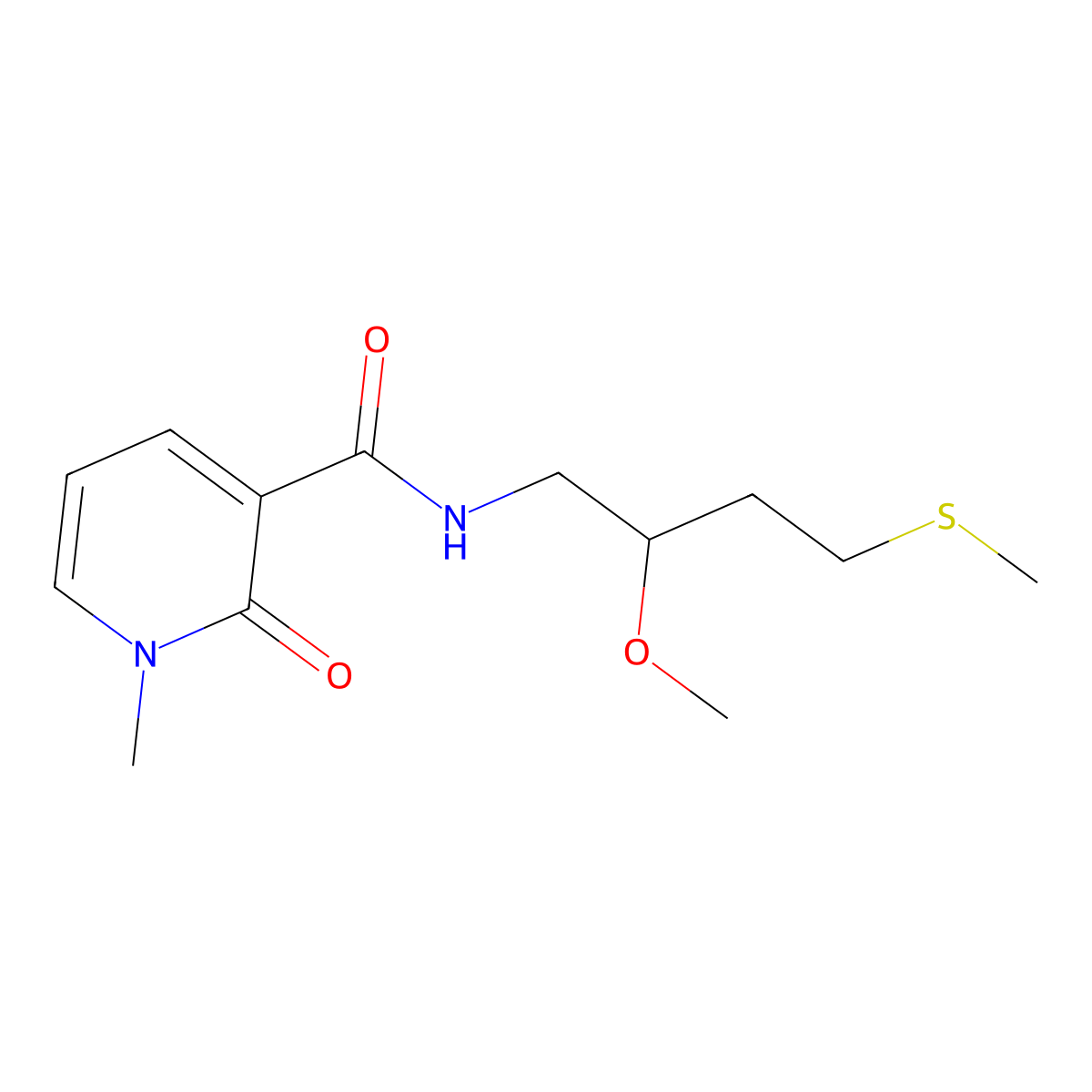 N-[2-methoxy-4-(methylsulfanyl)butyl]-1-methyl-2-oxo-1,2-dihydropyridine-3-carboxamide molecular structure, CAS 2415502-60-0