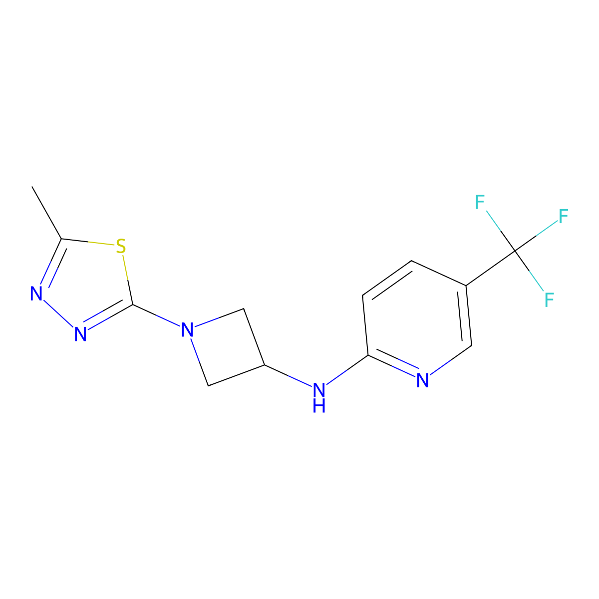 N-[1-(5-Methyl-1,3,4-thiadiazol-2-yl)azetidin-3-yl]-5-(trifluoromethyl)pyridin-2-amine molecular structure, CAS 2415502-63-3