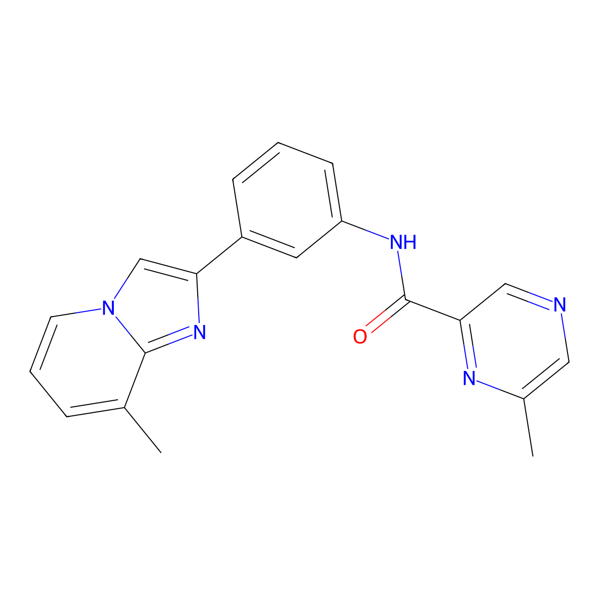 6-methyl-N-(3-{8-methylimidazo[1,2-a]pyridin-2-yl}phenyl)pyrazine-2-carboxamide molecular structure, CAS 2415502-64-4