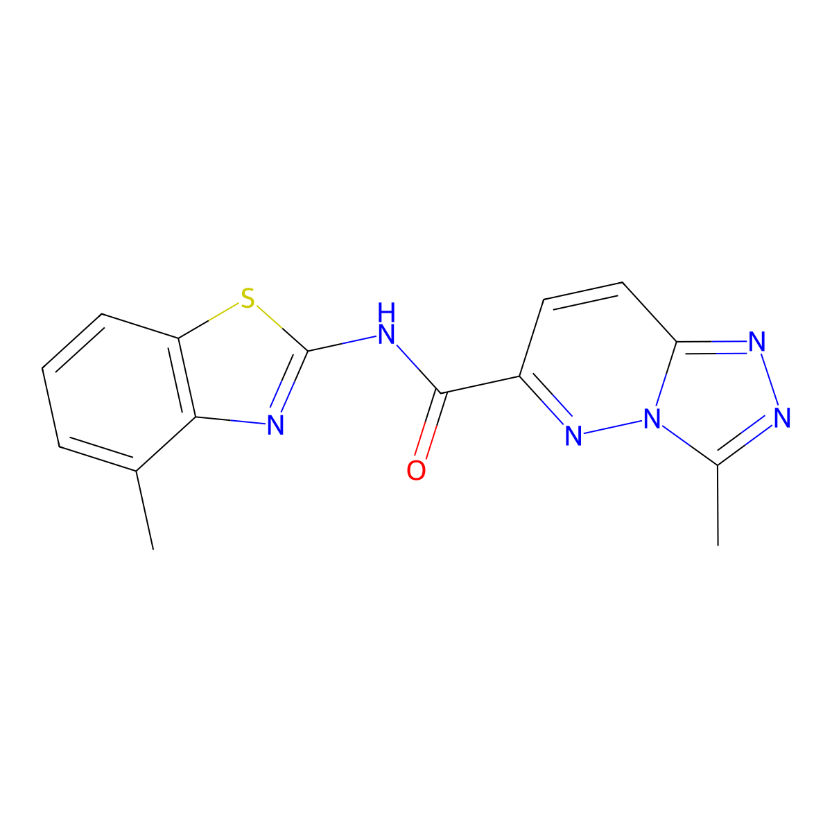 3-Methyl-N-(4-methyl-1,3-benzothiazol-2-yl)-[1,2,4]triazolo[4,3-b]pyridazine-6-carboxamide molecular structure, CAS 2415502-65-5