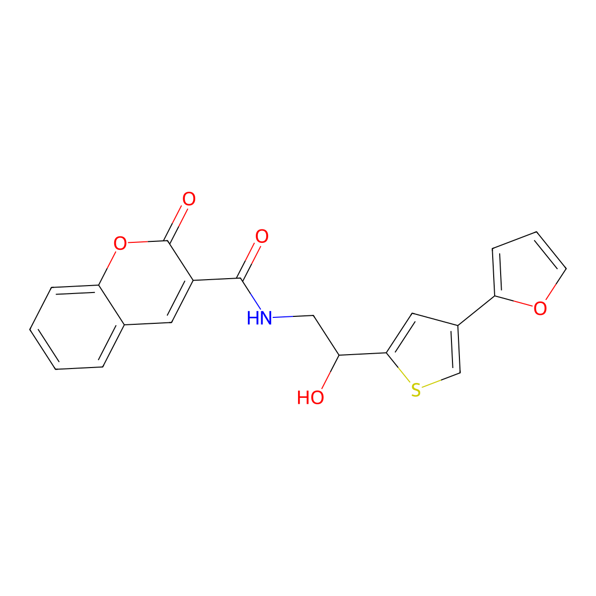 N-{2-[4-(furan-2-yl)thiophen-2-yl]-2-hydroxyethyl}-2-oxo-2H-chromene-3-carboxamide molecular structure, CAS 2415502-70-2