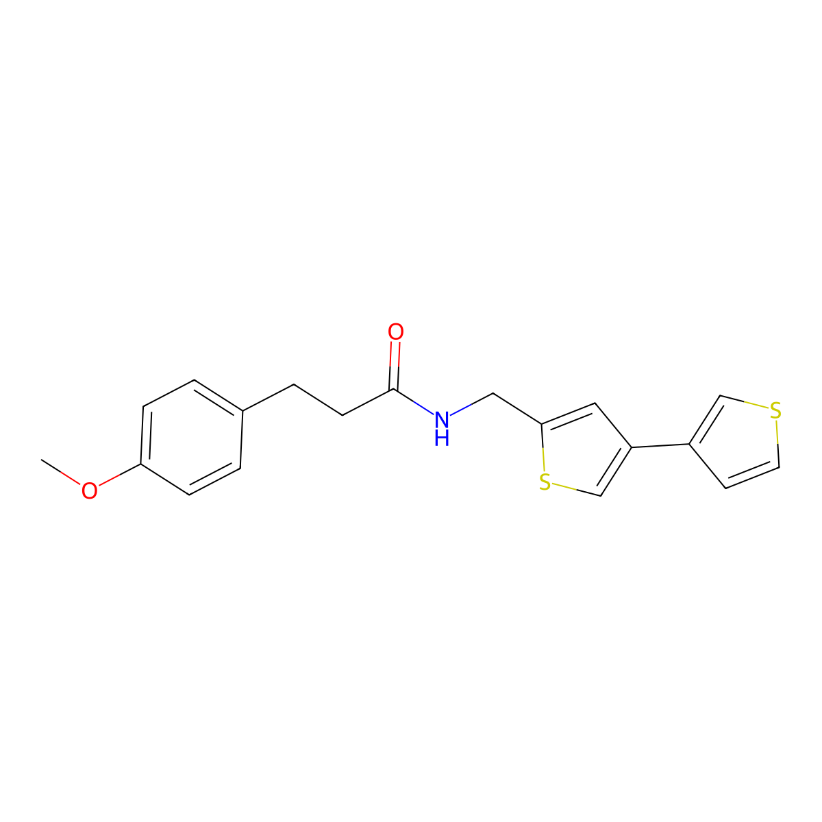 N-({[3,3'-bithiophene]-5-yl}methyl)-3-(4-methoxyphenyl)propanamide molecular structure, CAS 2415502-74-6