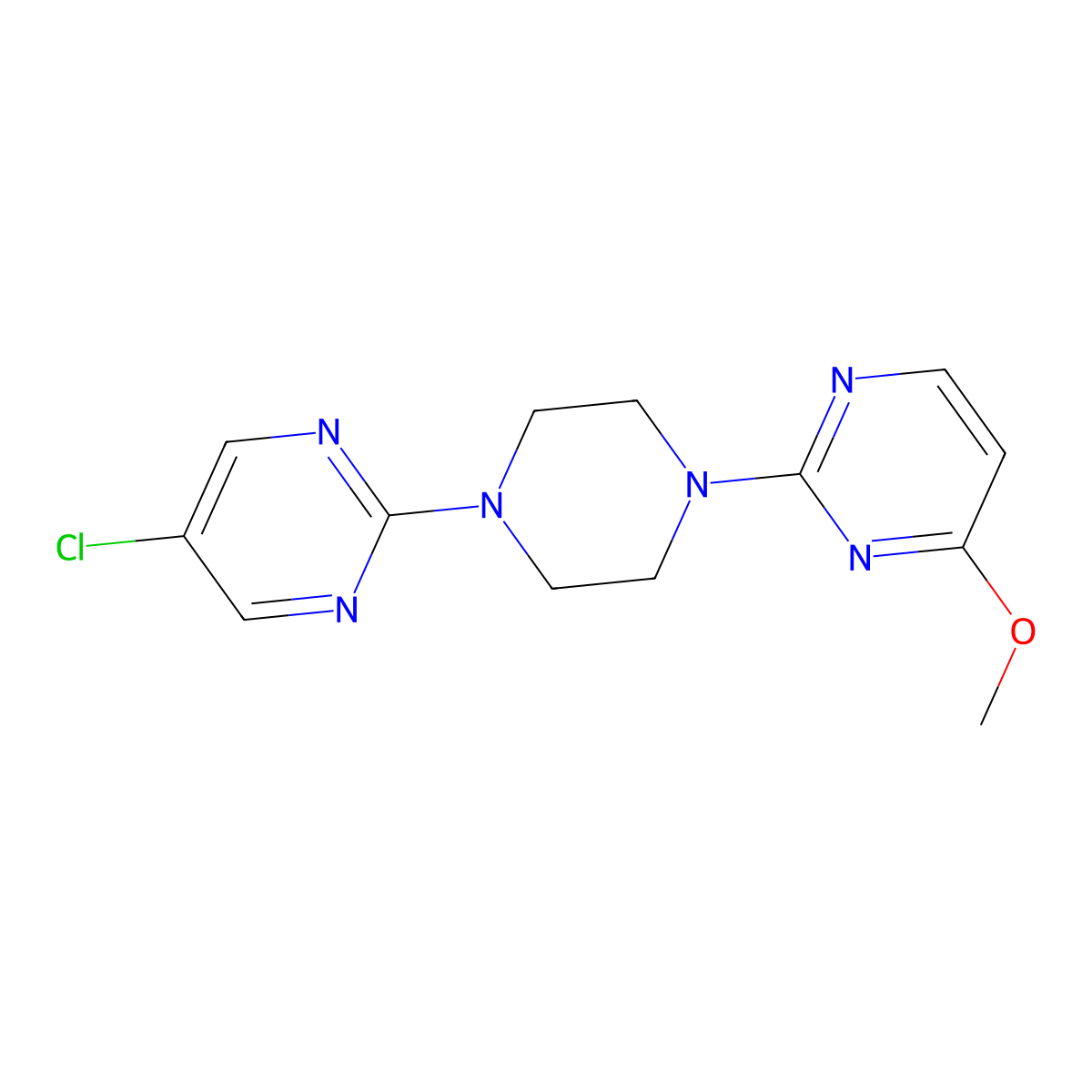 2-[4-(5-Chloropyrimidin-2-yl)piperazin-1-yl]-4-methoxypyrimidine molecular structure, CAS 2415502-78-0
