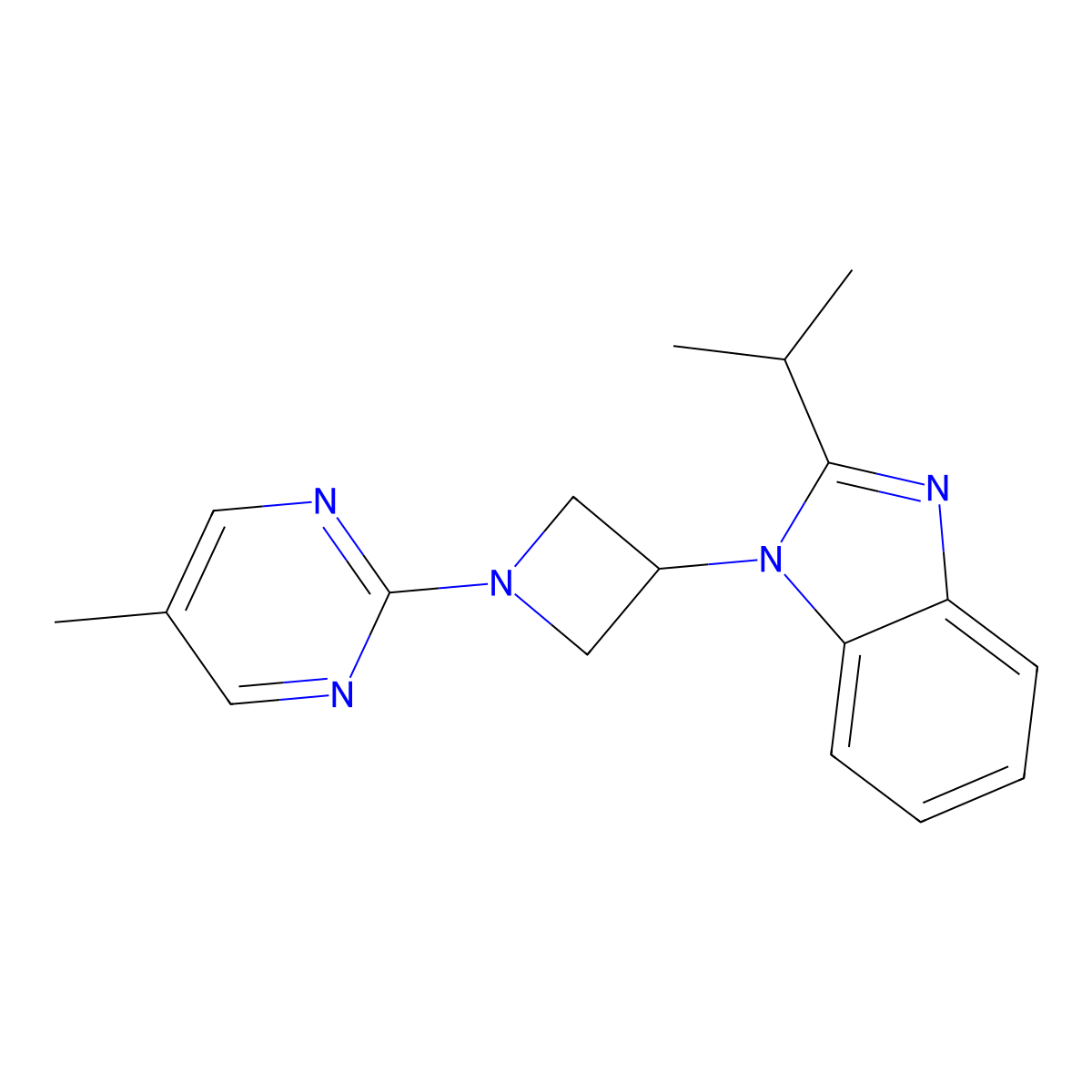 1-[1-(5-methylpyrimidin-2-yl)azetidin-3-yl]-2-(propan-2-yl)-1H-1,3-benzodiazole molecular structure, CAS 2415502-79-1