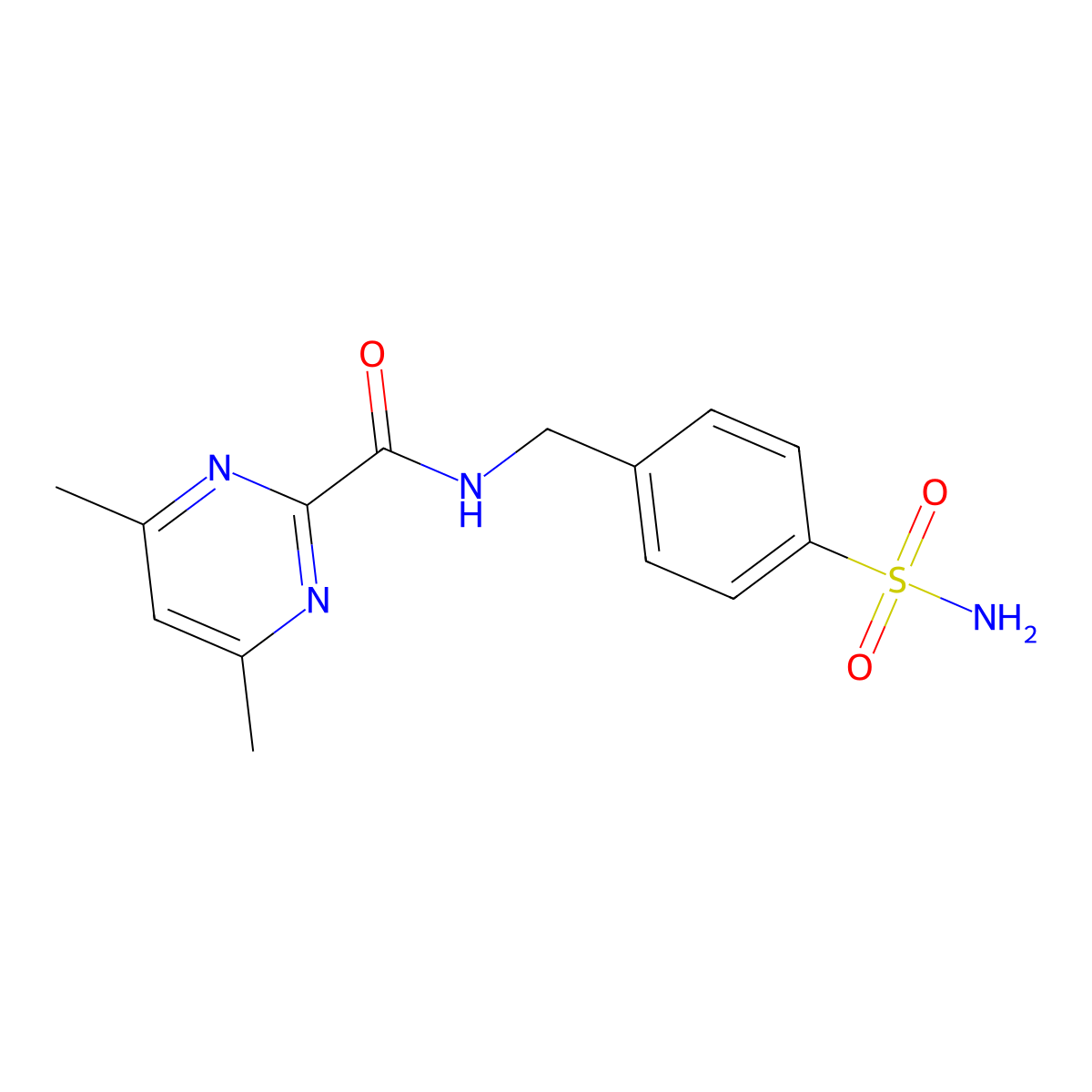 4,6-Dimethyl-N-[(4-sulfamoylphenyl)methyl]pyrimidine-2-carboxamide molecular structure, CAS 2415502-83-7