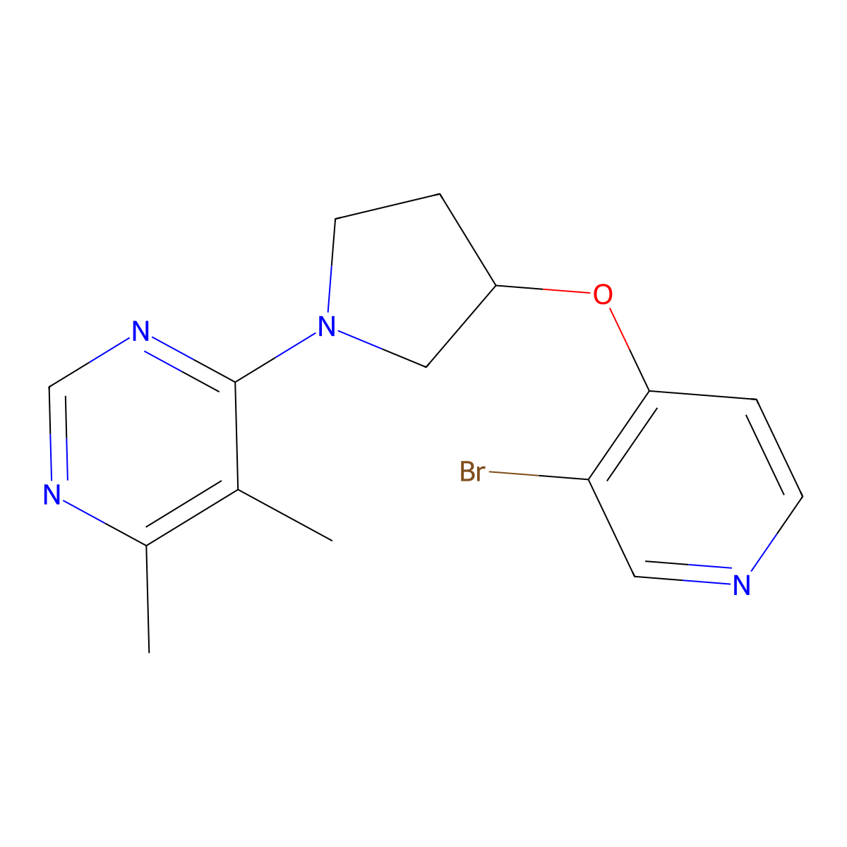 4-{3-[(3-Bromopyridin-4-yl)oxy]pyrrolidin-1-yl}-5,6-dimethylpyrimidine molecular structure, CAS 2415502-86-0