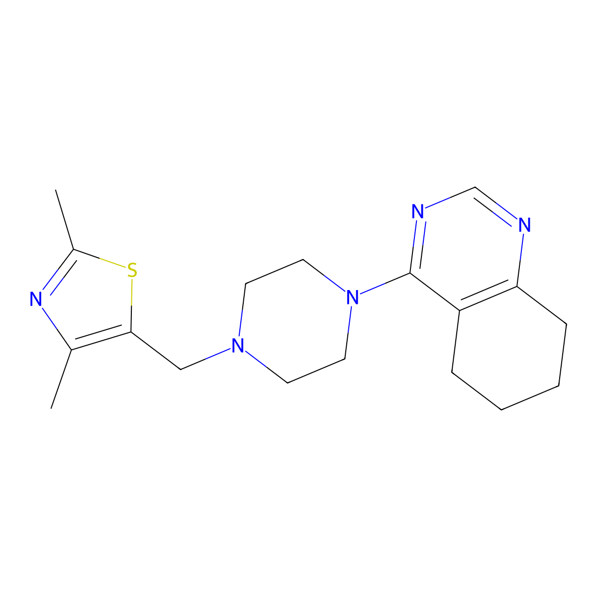 4-{4-[(2,4-Dimethyl-1,3-thiazol-5-yl)methyl]piperazin-1-yl}-5,6,7,8-tetrahydroquinazoline molecular structure, CAS 2415502-94-0