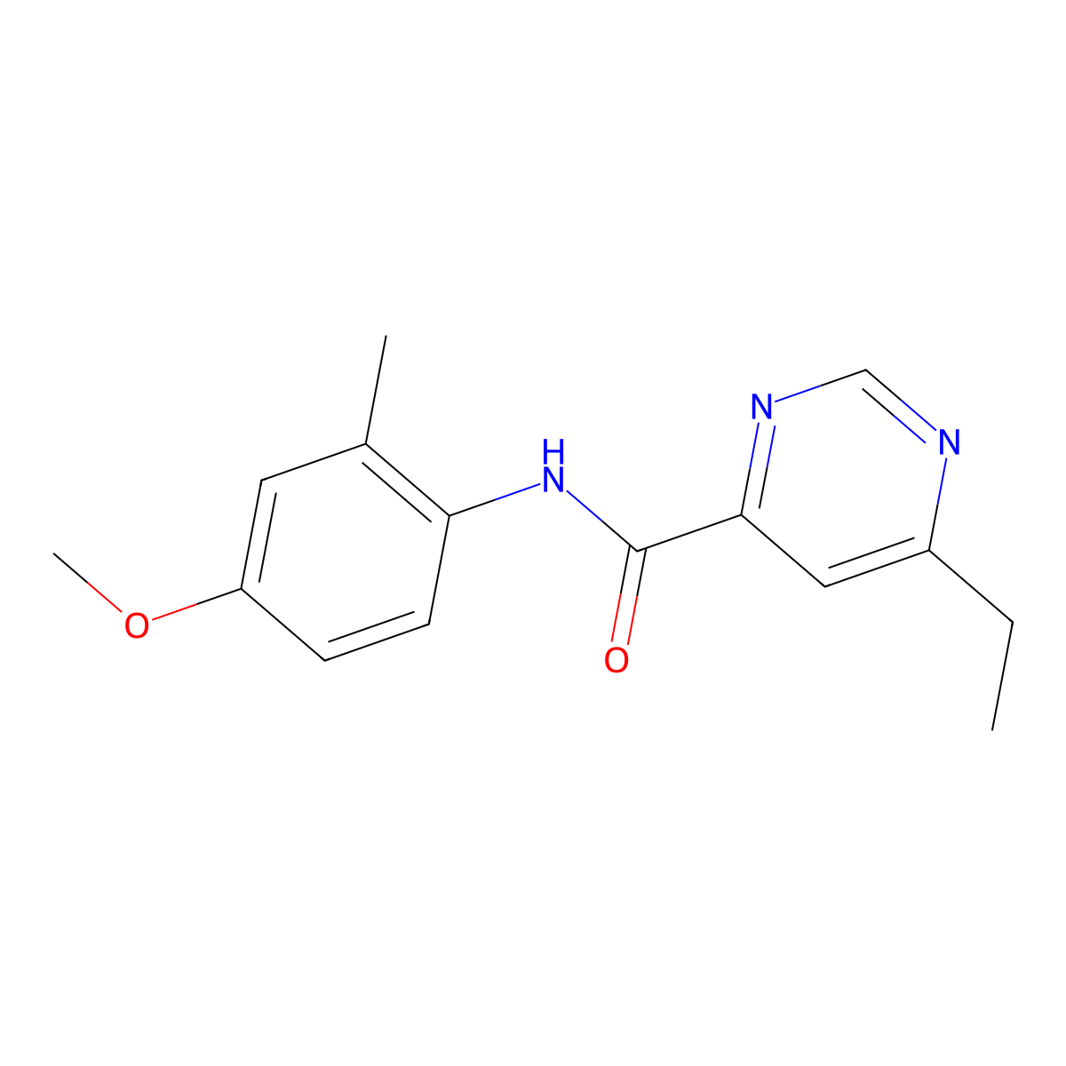 6-ethyl-N-(4-methoxy-2-methylphenyl)pyrimidine-4-carboxamide molecular structure, CAS 2415502-95-1