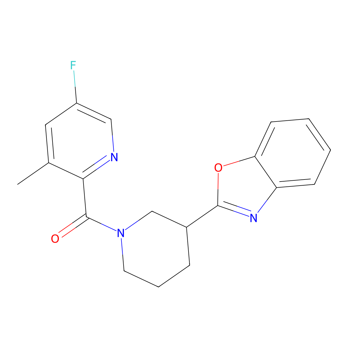 2-[1-(5-Fluoro-3-methylpyridine-2-carbonyl)piperidin-3-yl]-1,3-benzoxazole molecular structure, CAS 2415502-97-3