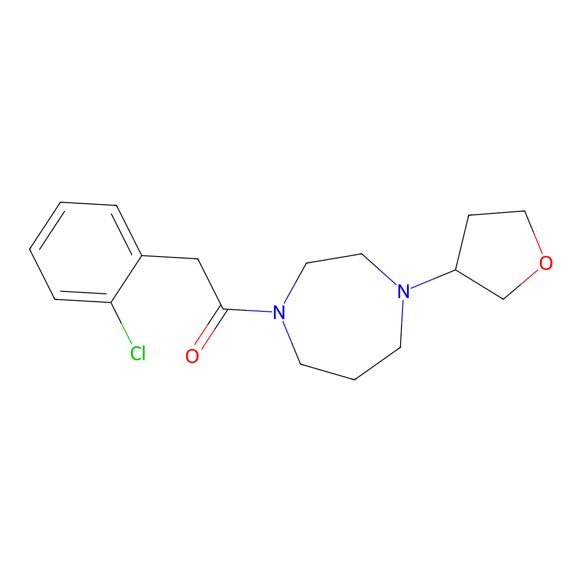 2-(2-Chlorophenyl)-1-[4-(oxolan-3-yl)-1,4-diazepan-1-yl]ethan-1-one molecular structure, CAS 2415502-99-5