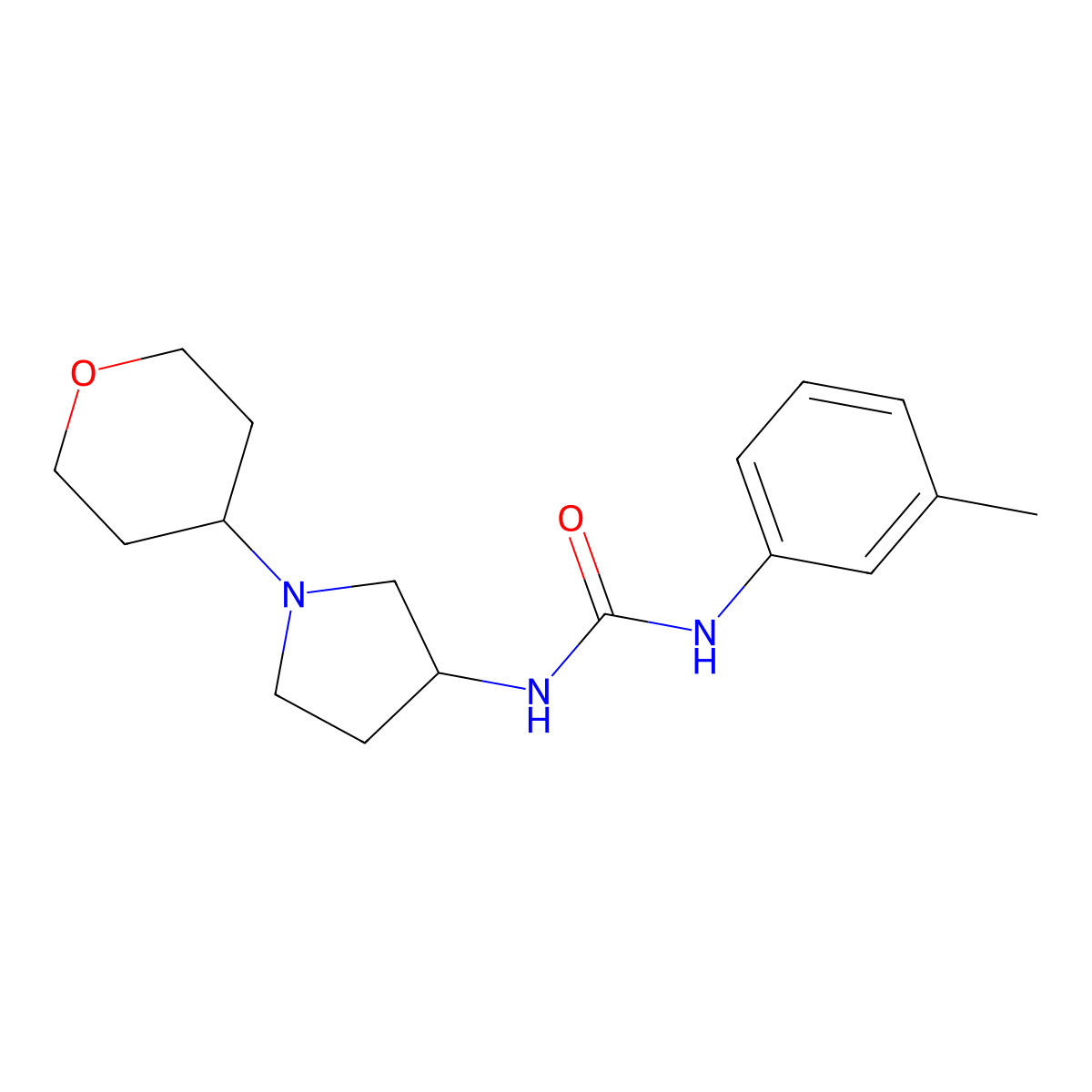 1-(3-Methylphenyl)-3-[1-(oxan-4-yl)pyrrolidin-3-yl]urea molecular structure, CAS 2415503-00-1