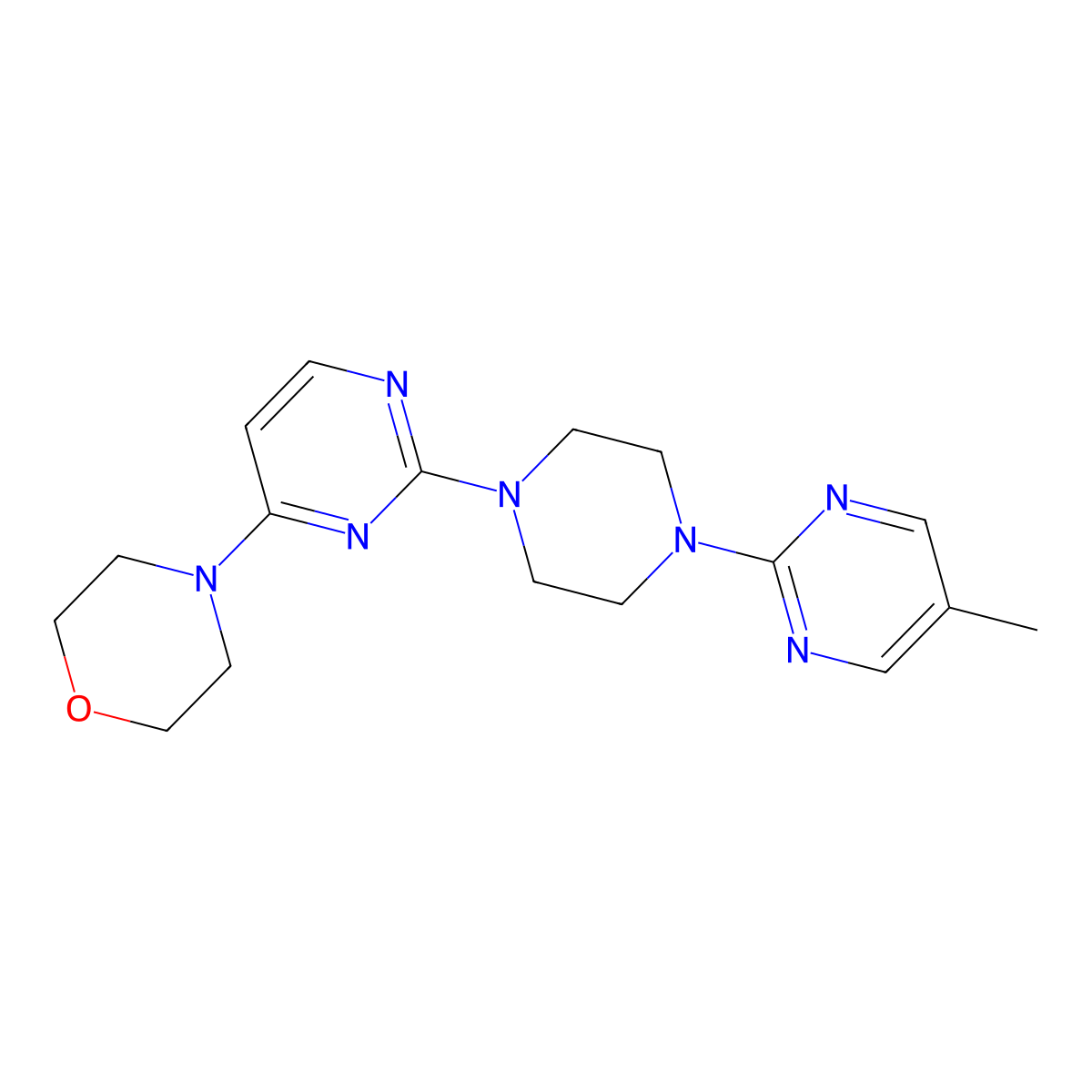 4-{2-[4-(5-Methylpyrimidin-2-yl)piperazin-1-yl]pyrimidin-4-yl}morpholine molecular structure, CAS 2415503-03-4
