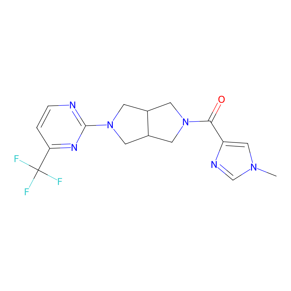 2-[5-(1-methyl-1H-imidazole-4-carbonyl)-octahydropyrrolo[3,4-c]pyrrol-2-yl]-4-(trifluoromethyl)pyrimidine molecular structure, CAS 2415503-04-5