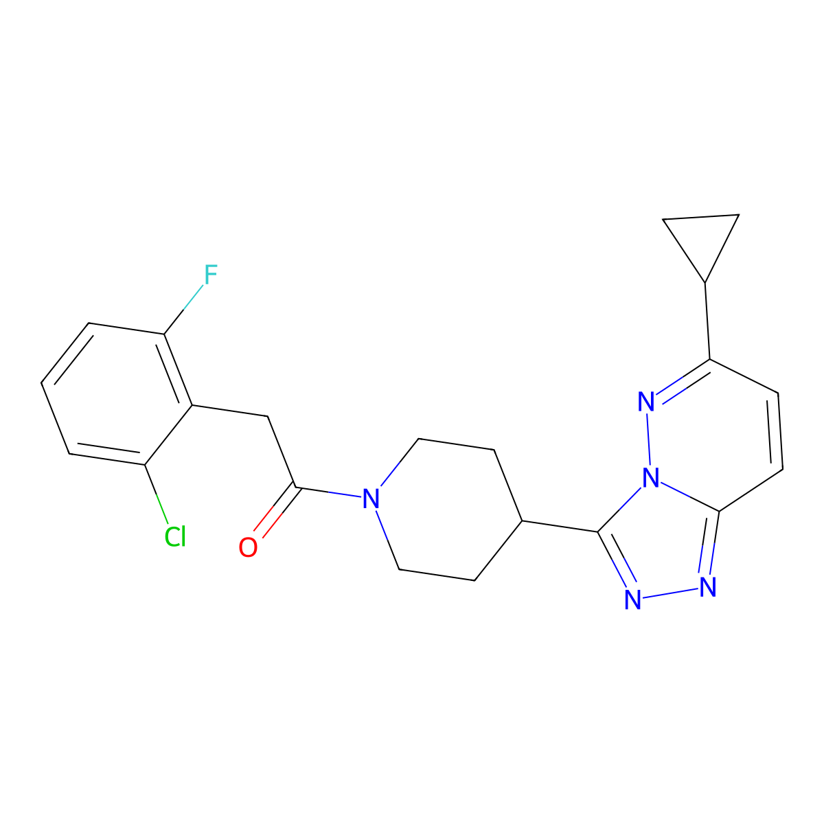 2-(2-Chloro-6-fluorophenyl)-1-(4-{6-cyclopropyl-[1,2,4]triazolo[4,3-b]pyridazin-3-yl}piperidin-1-yl)ethan-1-one molecular structure, CAS 2415503-07-8