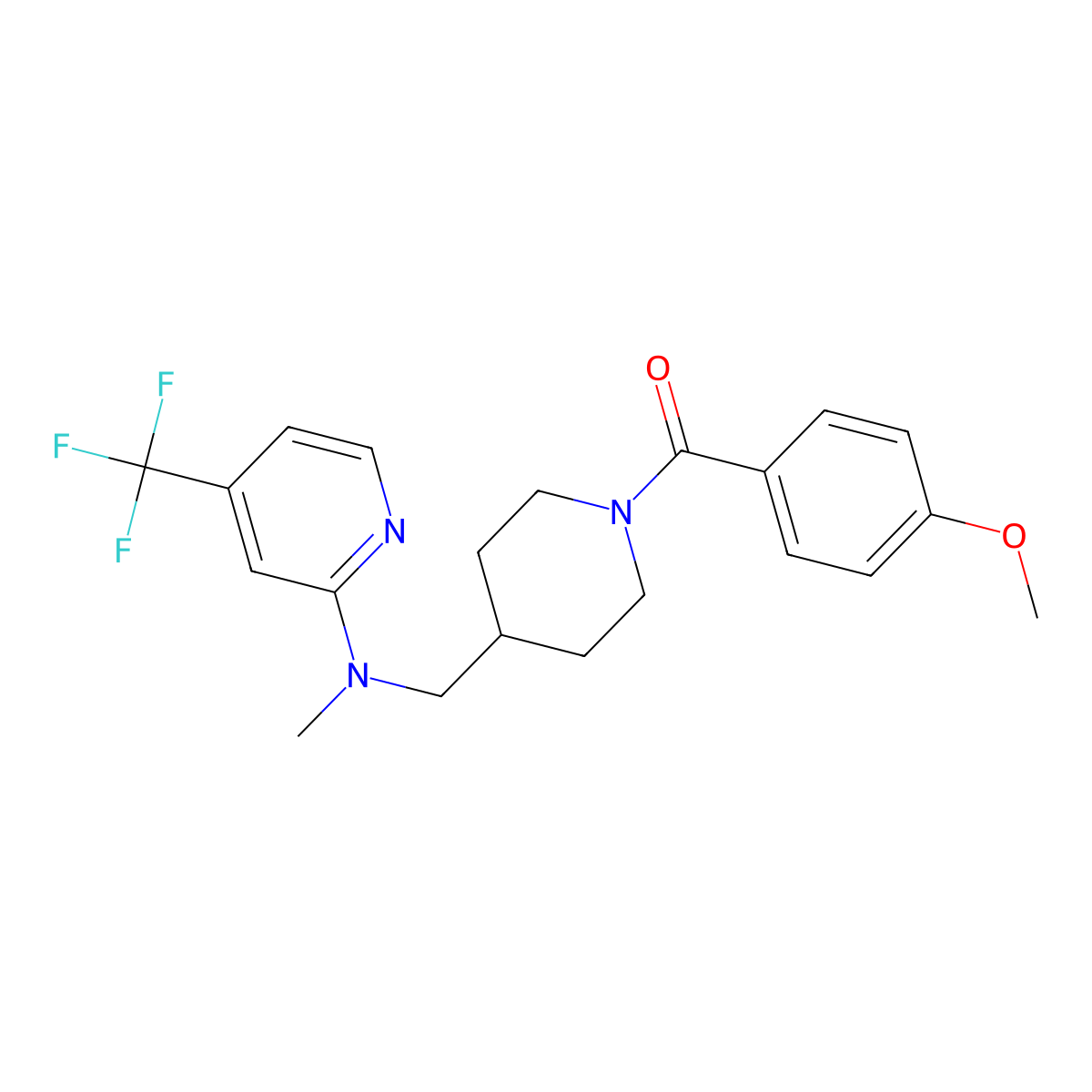 N-{[1-(4-methoxybenzoyl)piperidin-4-yl]methyl}-N-methyl-4-(trifluoromethyl)pyridin-2-amine molecular structure, CAS 2415503-12-5