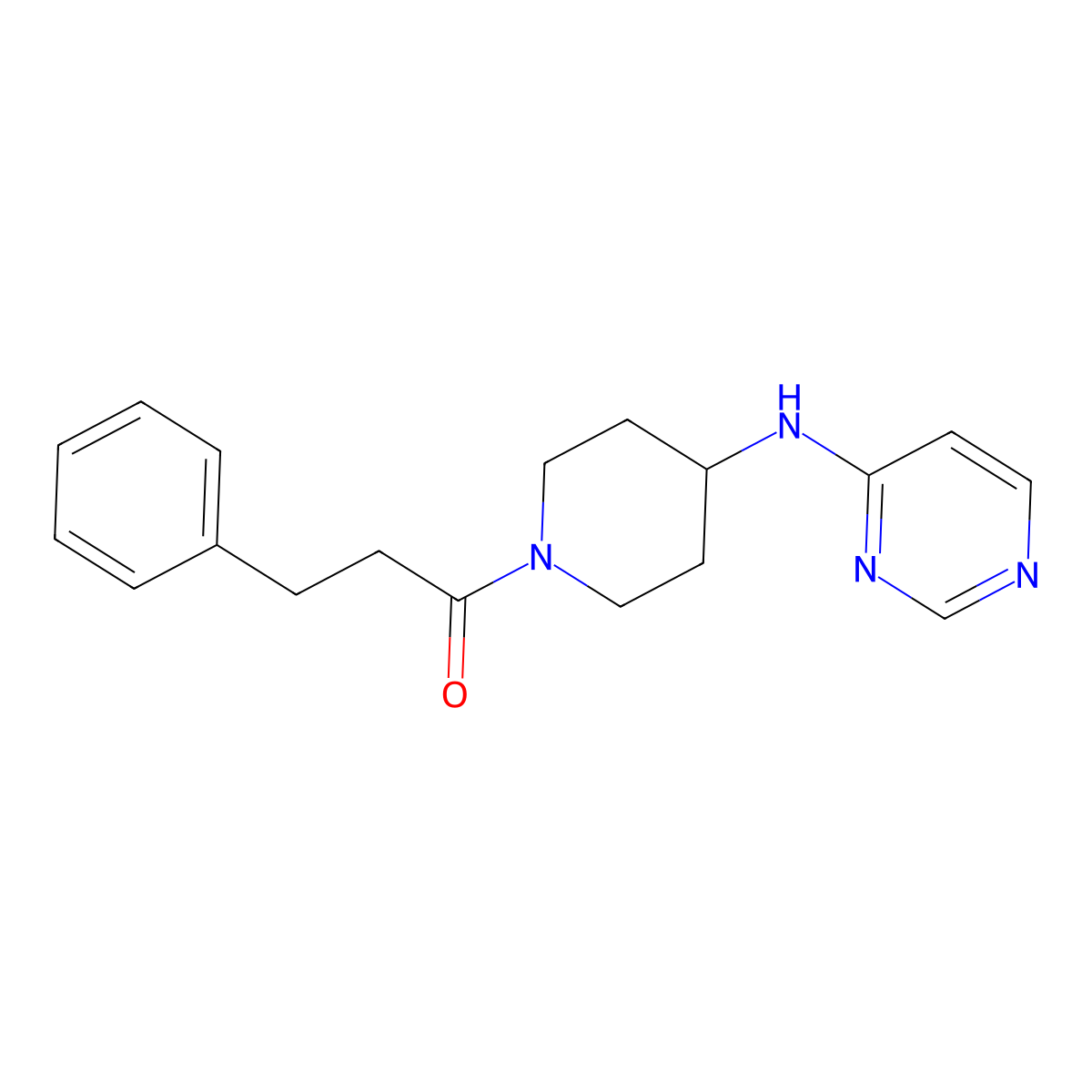 3-Phenyl-1-{4-[(pyrimidin-4-yl)amino]piperidin-1-yl}propan-1-one molecular structure, CAS 2415503-14-7