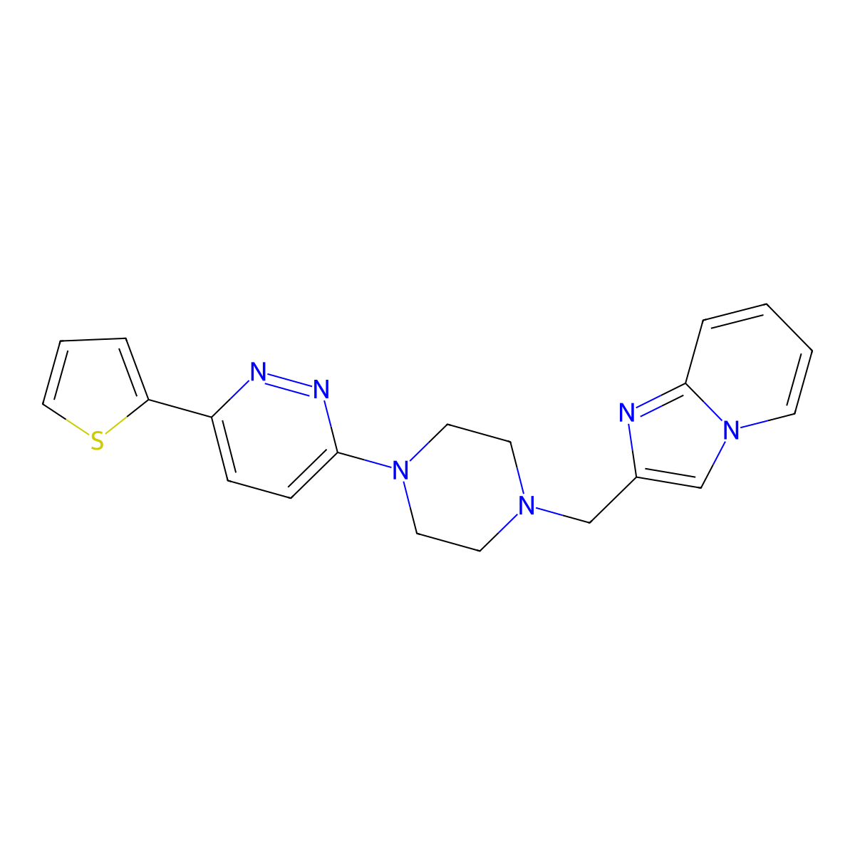 3-[4-({Imidazo[1,2-a]pyridin-2-yl}methyl)piperazin-1-yl]-6-(thiophen-2-yl)pyridazine molecular structure, CAS 2415503-25-0