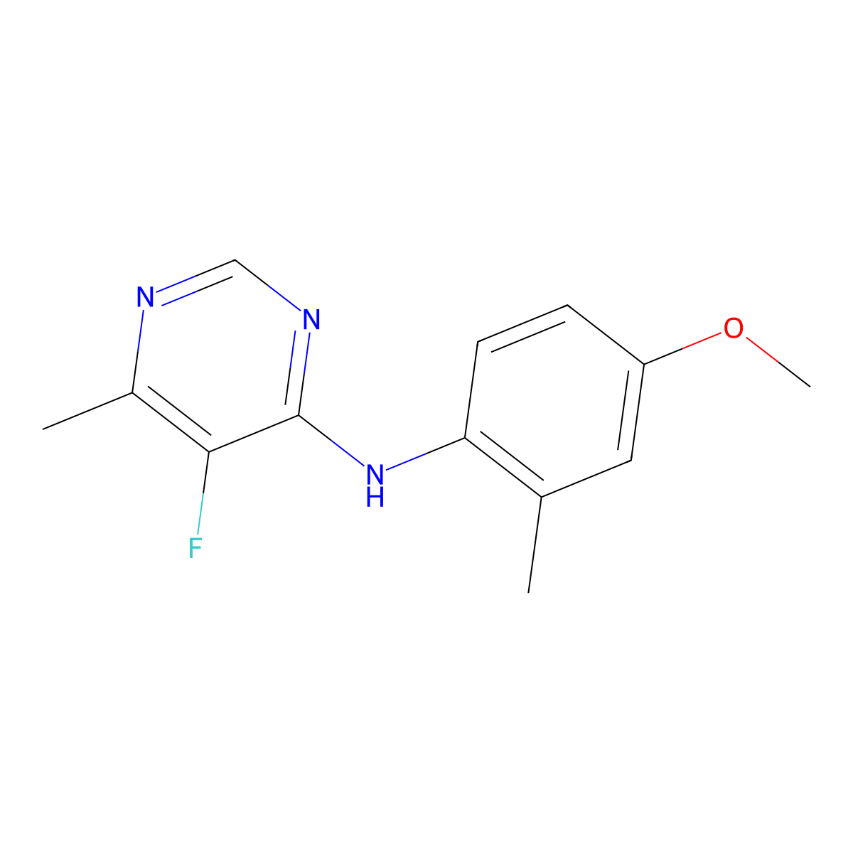 5-Fluoro-N-(4-methoxy-2-methylphenyl)-6-methylpyrimidin-4-amine molecular structure, CAS 2415503-26-1