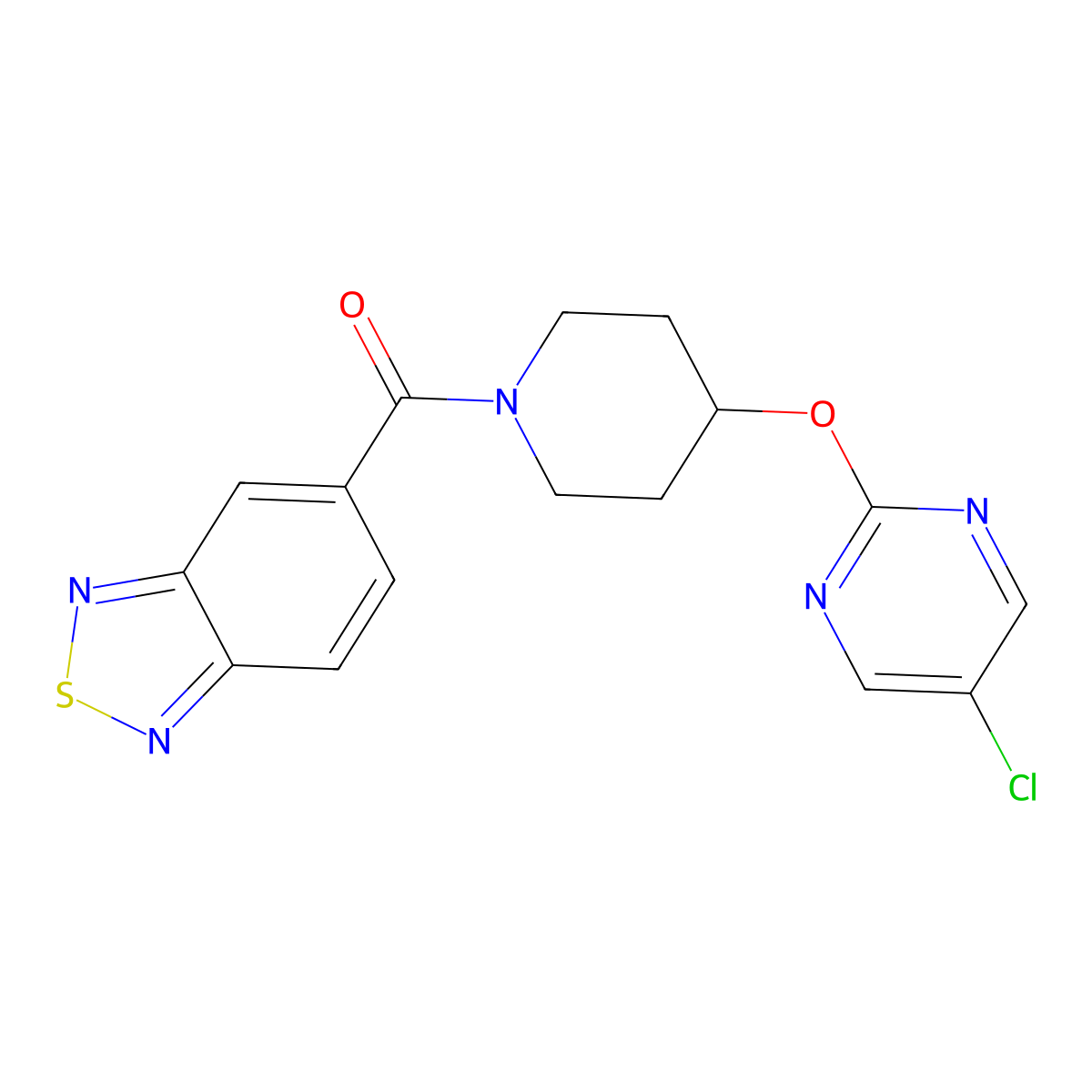 5-{4-[(5-Chloropyrimidin-2-yl)oxy]piperidine-1-carbonyl}-2,1,3-benzothiadiazole molecular structure, CAS 2415503-32-9