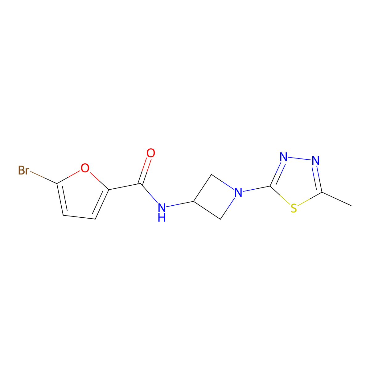 5-Bromo-N-[1-(5-methyl-1,3,4-thiadiazol-2-yl)azetidin-3-yl]furan-2-carboxamide molecular structure, CAS 2415503-34-1