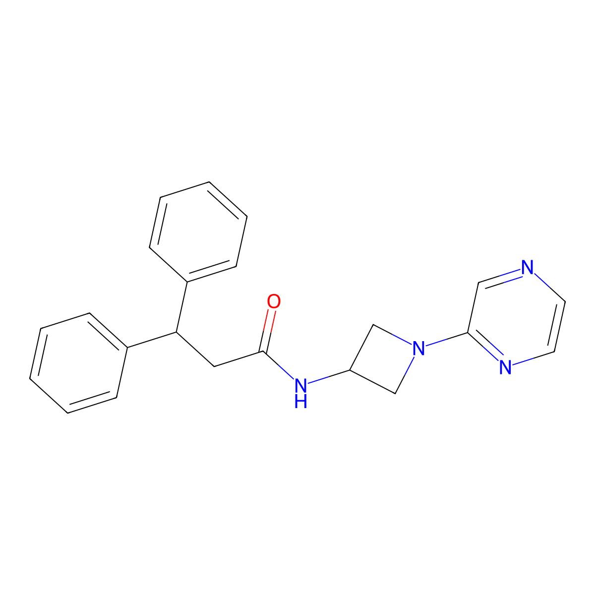 3,3-diphenyl-N-[1-(pyrazin-2-yl)azetidin-3-yl]propanamide molecular structure, CAS 2415503-46-5