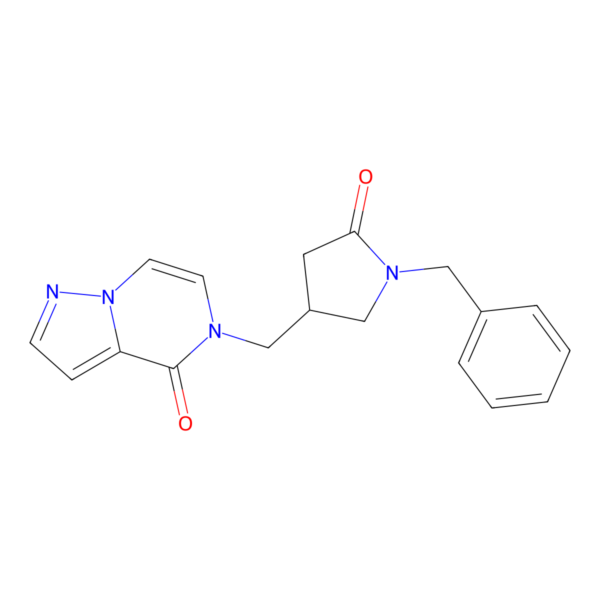 1-benzyl-4-({4-oxo-4H,5H-pyrazolo[1,5-a]pyrazin-5-yl}methyl)pyrrolidin-2-one molecular structure, CAS 2415503-55-6