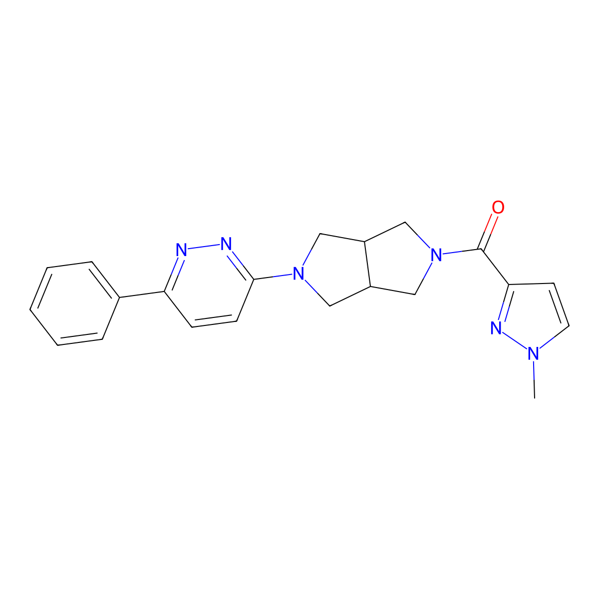 3-[5-(1-methyl-1H-pyrazole-3-carbonyl)-octahydropyrrolo[3,4-c]pyrrol-2-yl]-6-phenylpyridazine molecular structure, CAS 2415503-57-8