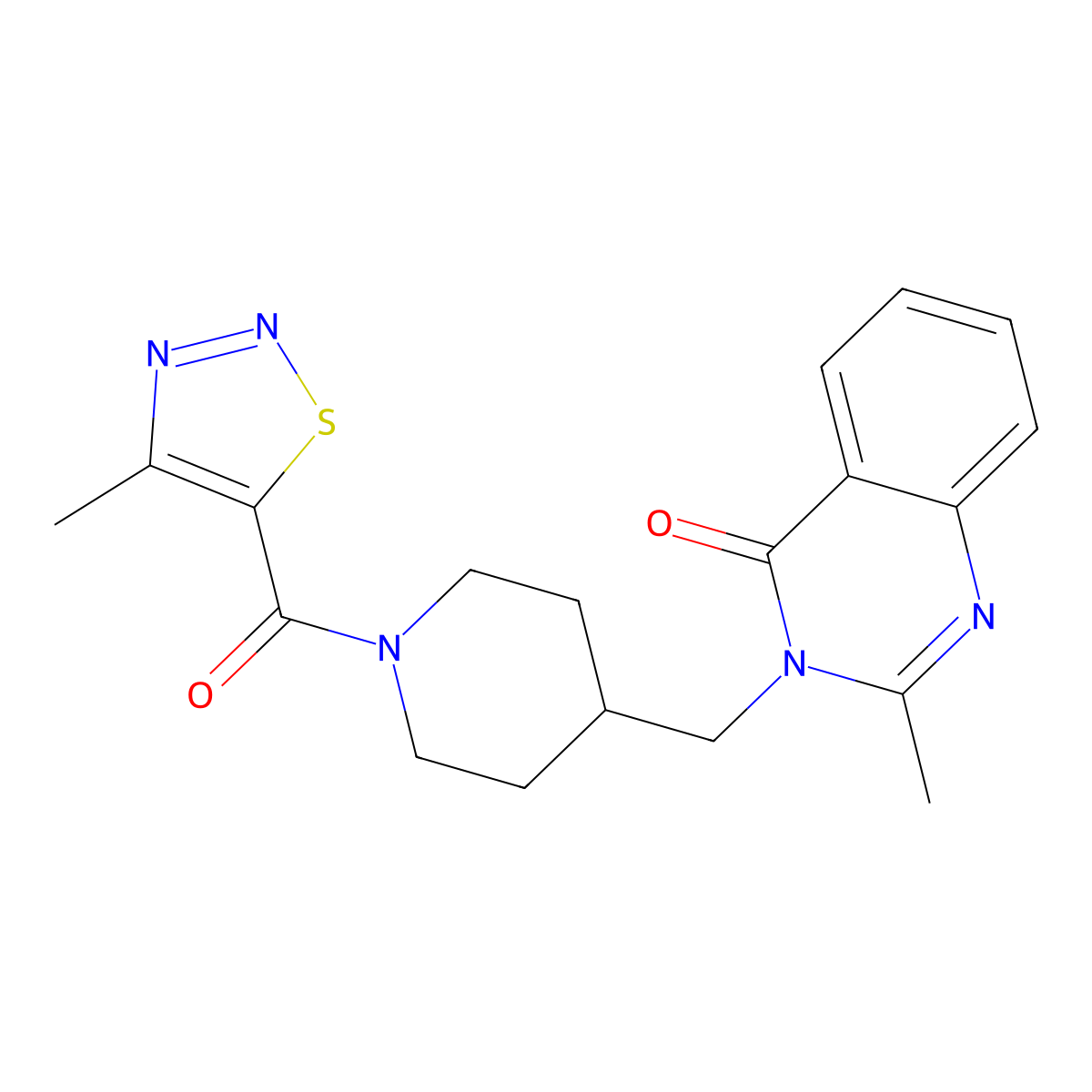 2-Methyl-3-{[1-(4-methyl-1,2,3-thiadiazole-5-carbonyl)piperidin-4-yl]methyl}-3,4-dihydroquinazolin-4-one molecular structure, CAS 2415503-61-4