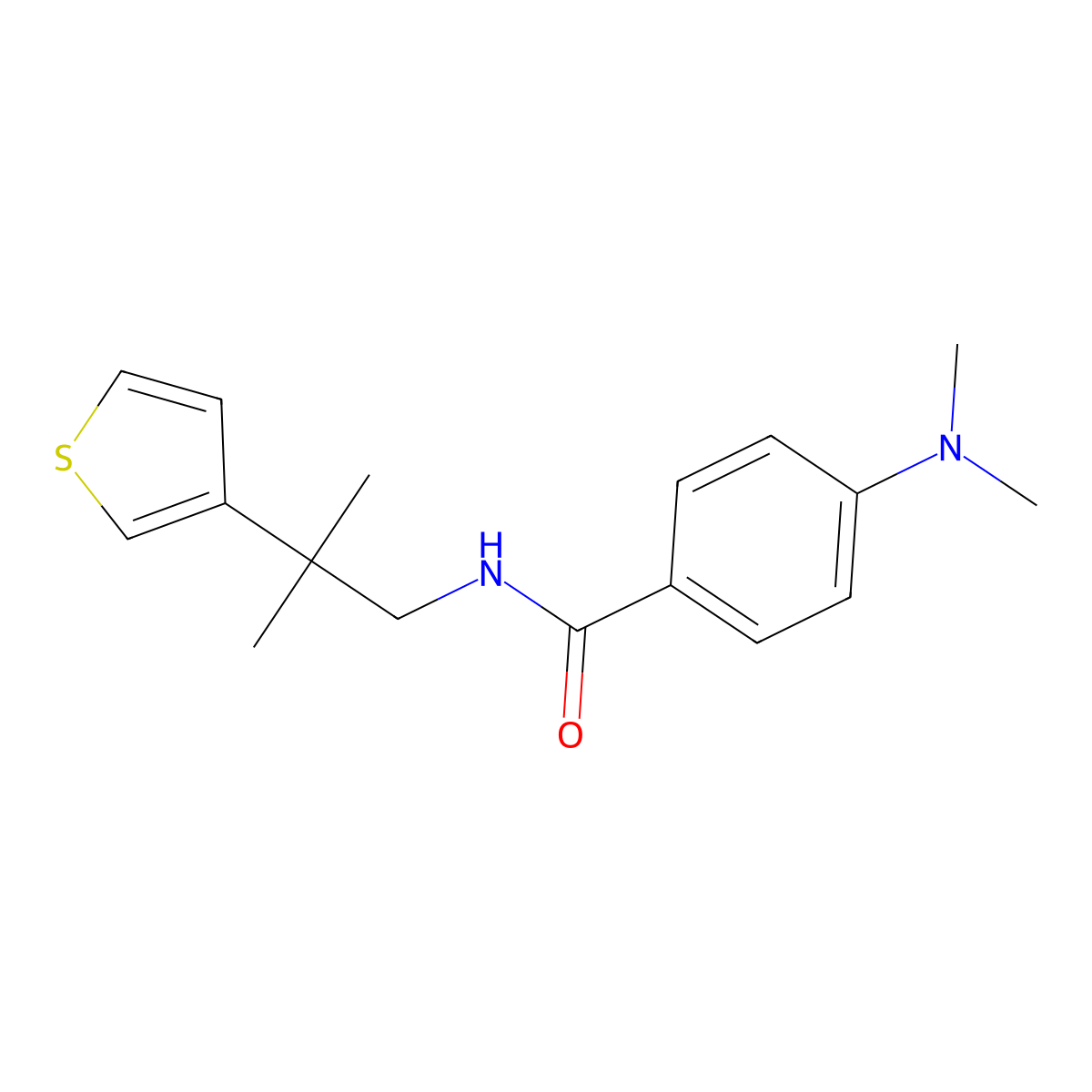 4-(dimethylamino)-N-[2-methyl-2-(thiophen-3-yl)propyl]benzamide molecular structure, CAS 2415503-62-5