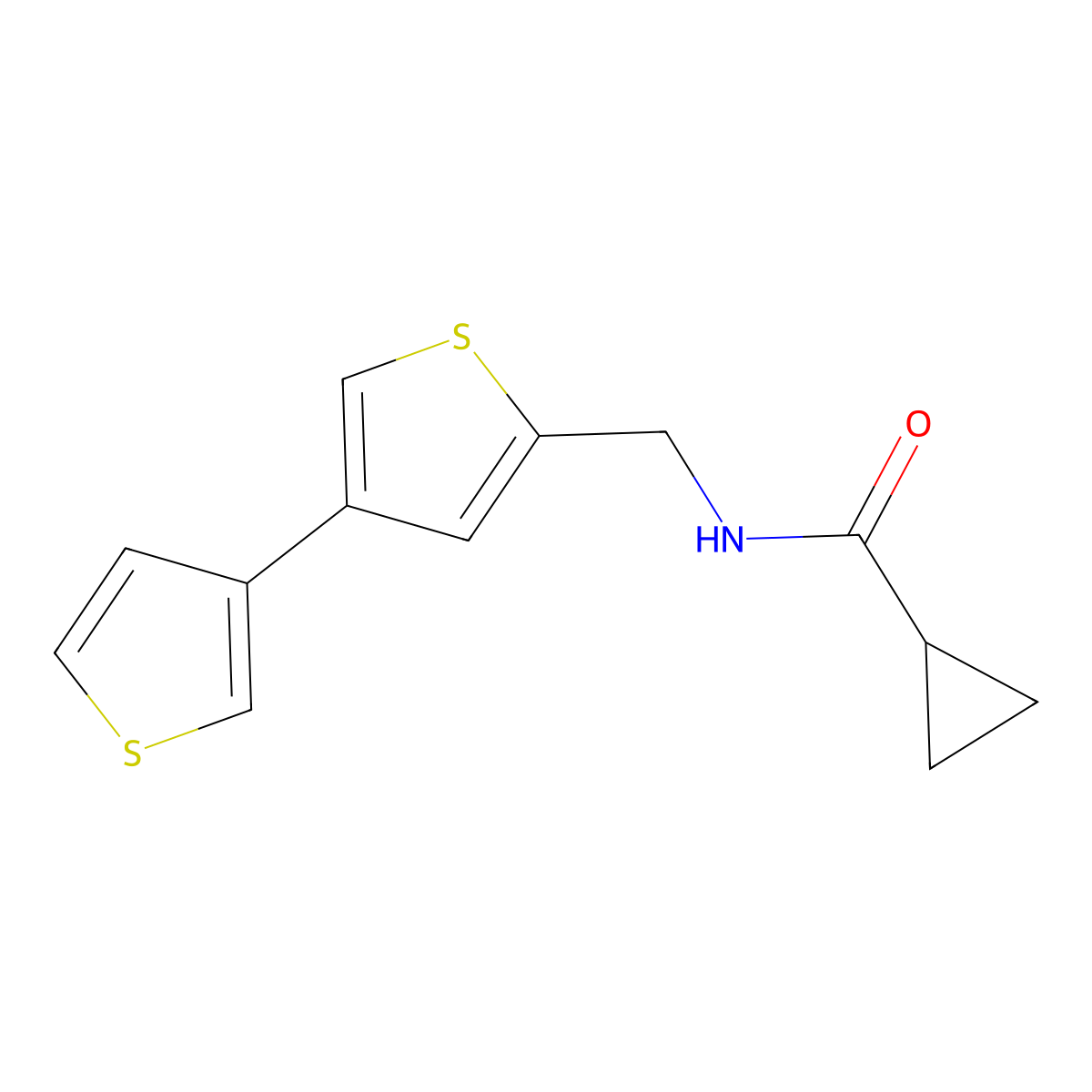 N-({[3,3'-bithiophene]-5-yl}methyl)cyclopropanecarboxamide molecular structure, CAS 2415503-63-6