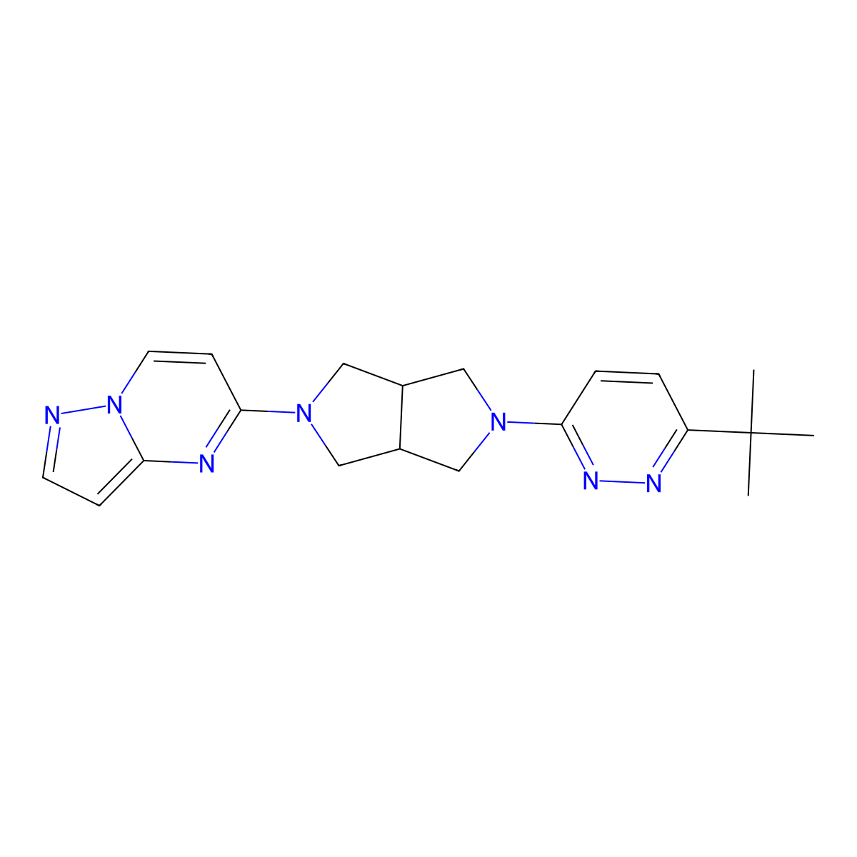 3-Tert-butyl-6-(5-{pyrazolo[1,5-a]pyrimidin-5-yl}-octahydropyrrolo[3,4-c]pyrrol-2-yl)pyridazine molecular structure, CAS 2415503-64-7