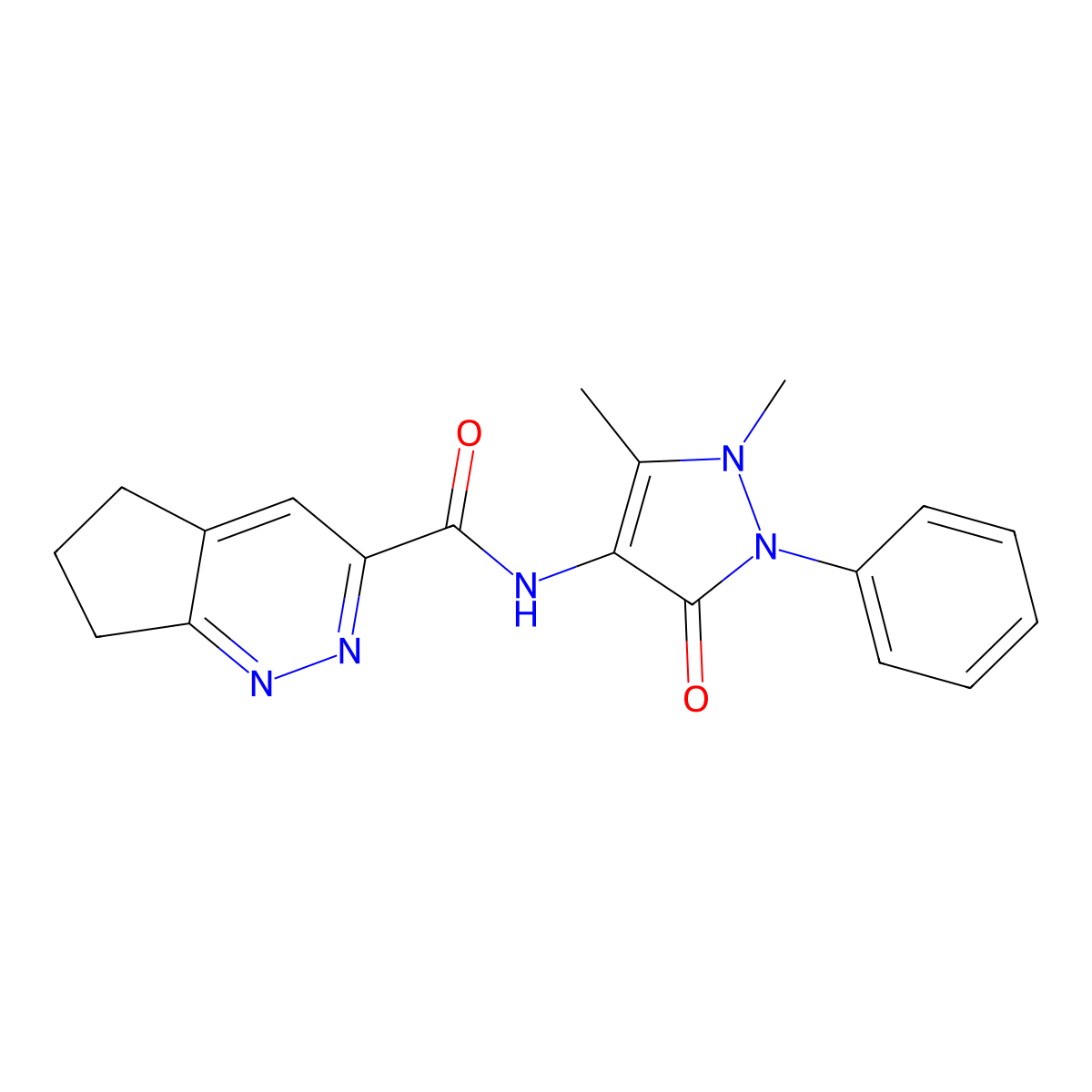 N-(1,5-dimethyl-3-oxo-2-phenyl-2,3-dihydro-1H-pyrazol-4-yl)-5H,6H,7H-cyclopenta[c]pyridazine-3-carboxamide molecular structure, CAS 2415503-67-0