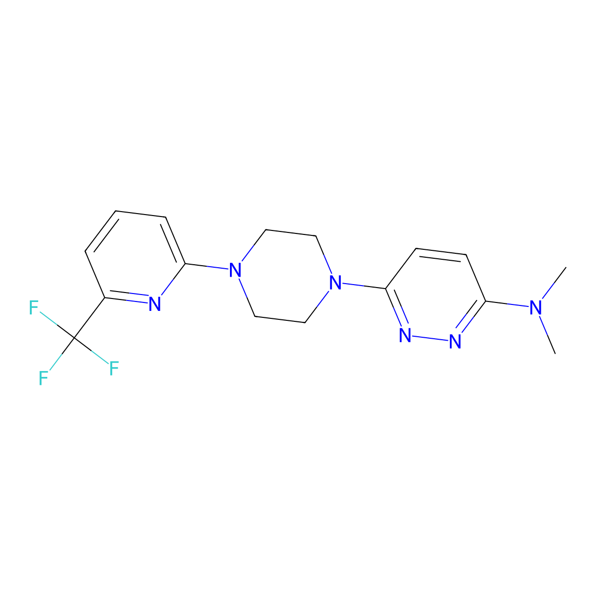 N,N-dimethyl-6-{4-[6-(trifluoromethyl)pyridin-2-yl]piperazin-1-yl}pyridazin-3-amine molecular structure, CAS 2415503-69-2