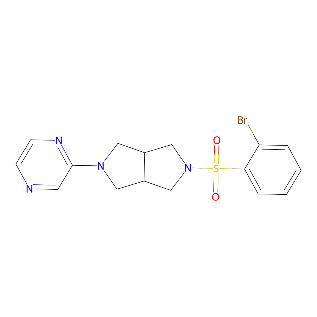 2-[5-(2-Bromobenzenesulfonyl)-octahydropyrrolo[3,4-c]pyrrol-2-yl]pyrazine molecular structure, CAS 2415503-73-8