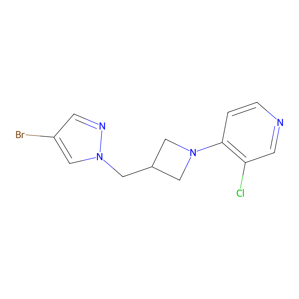 4-{3-[(4-bromo-1H-pyrazol-1-yl)methyl]azetidin-1-yl}-3-chloropyridine molecular structure, CAS 2415503-74-9