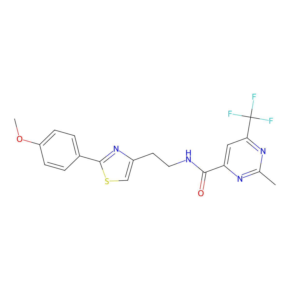 N-{2-[2-(4-methoxyphenyl)-1,3-thiazol-4-yl]ethyl}-2-methyl-6-(trifluoromethyl)pyrimidine-4-carboxamide molecular structure, CAS 2415503-80-7