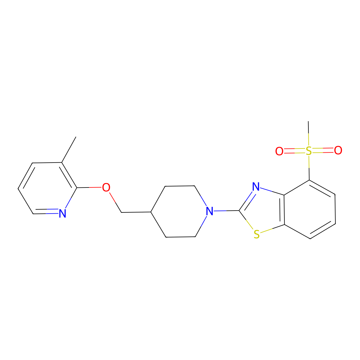 4-Methanesulfonyl-2-(4-{[(3-methylpyridin-2-yl)oxy]methyl}piperidin-1-yl)-1,3-benzothiazole molecular structure, CAS 2415503-81-8