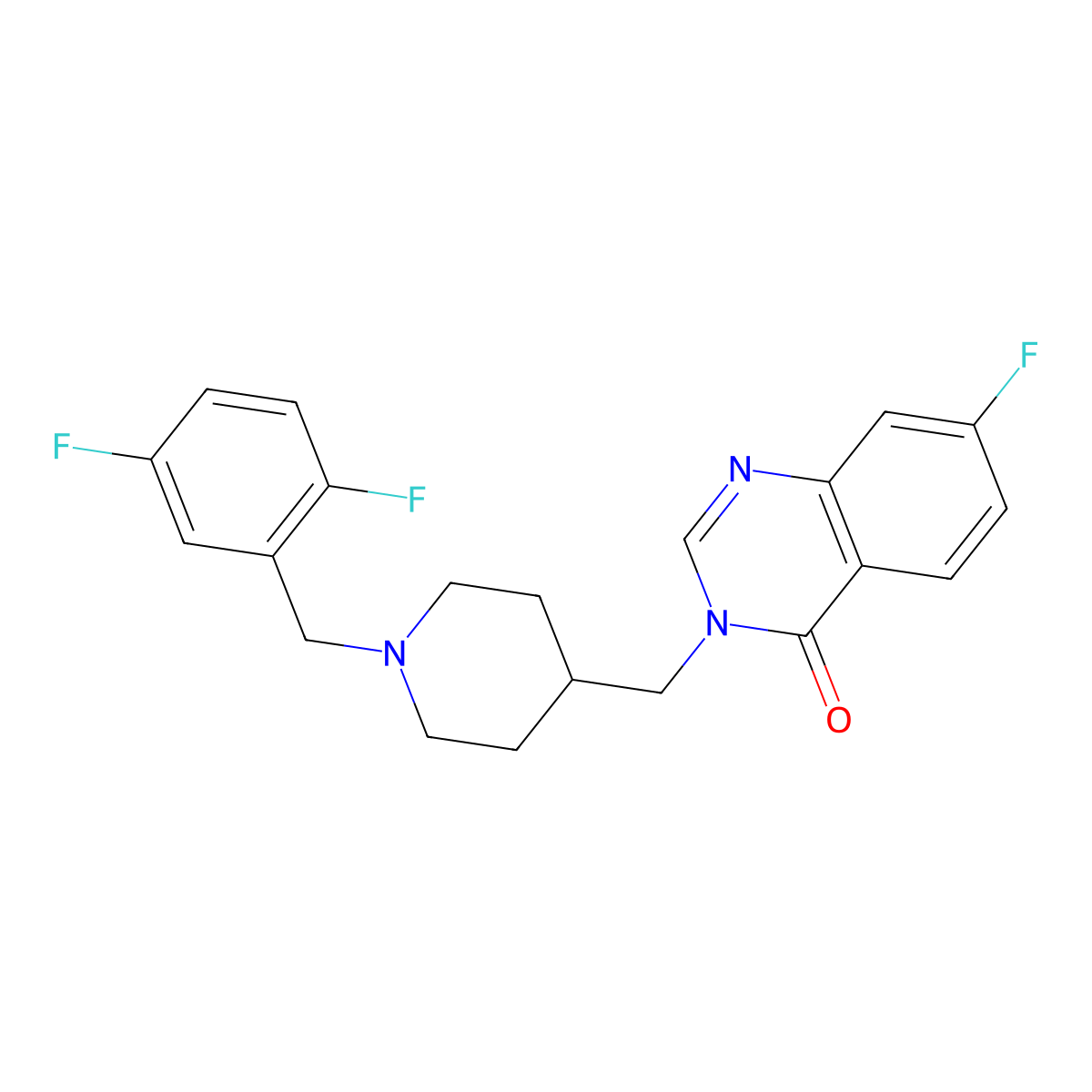 3-({1-[(2,5-Difluorophenyl)methyl]piperidin-4-yl}methyl)-7-fluoro-3,4-dihydroquinazolin-4-one molecular structure, CAS 2415503-86-3