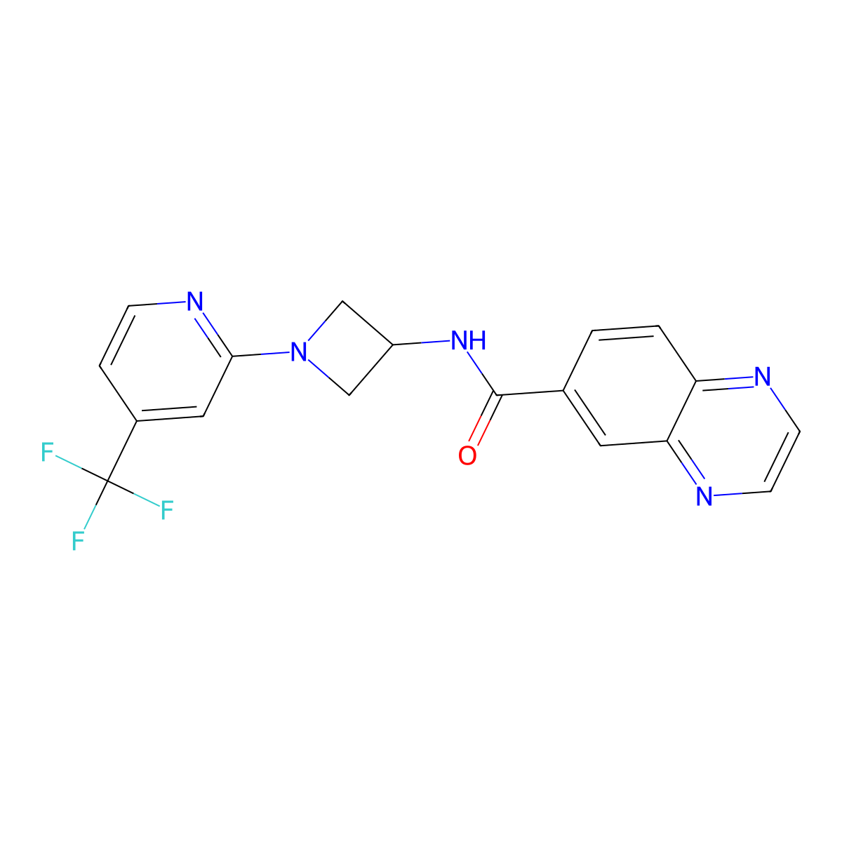N-{1-[4-(trifluoromethyl)pyridin-2-yl]azetidin-3-yl}quinoxaline-6-carboxamide molecular structure, CAS 2415503-94-3